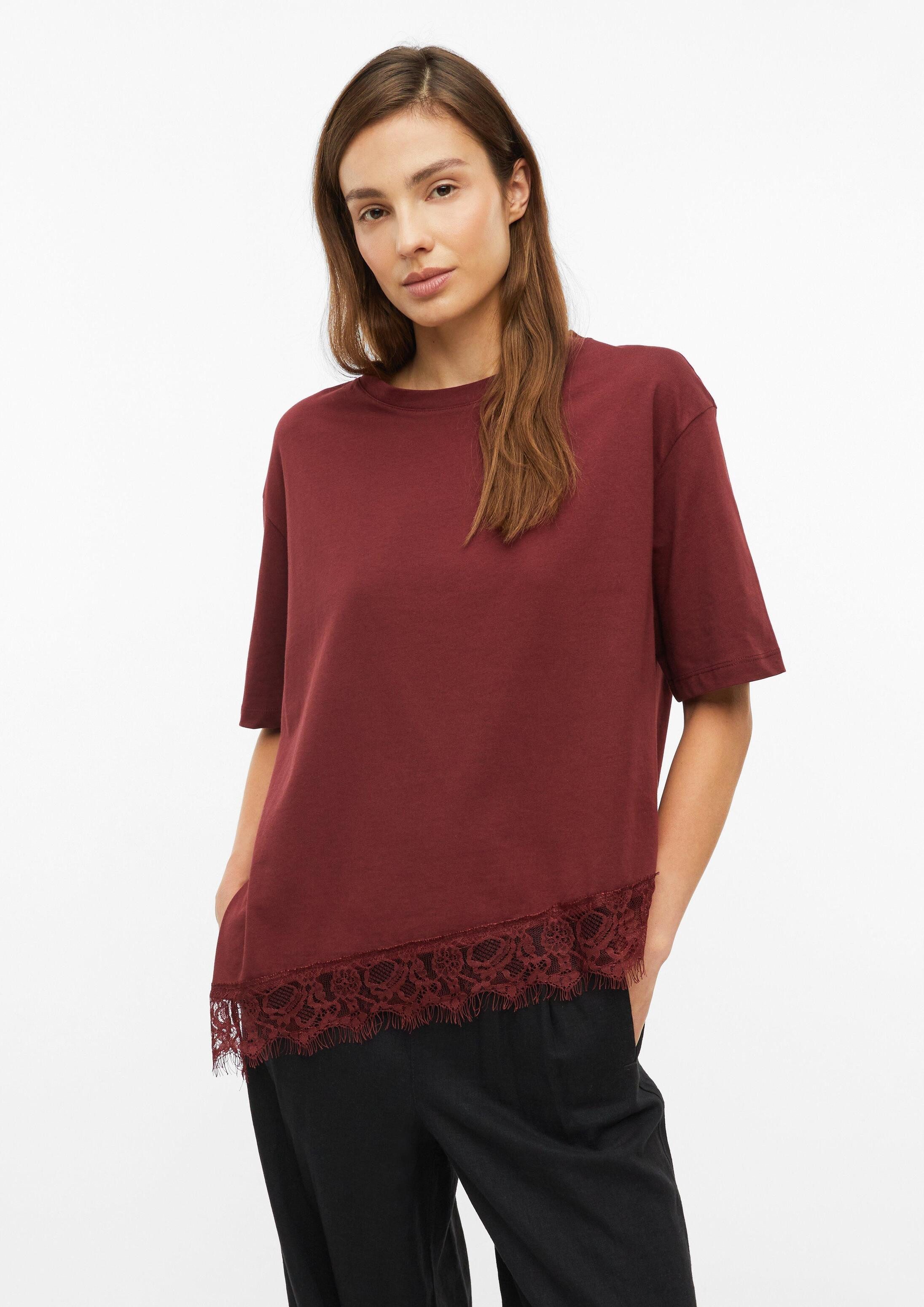 s.Oliver Kurzarmshirt T-Shirt T-Shirt mit asymmetrischem Spitzensaum