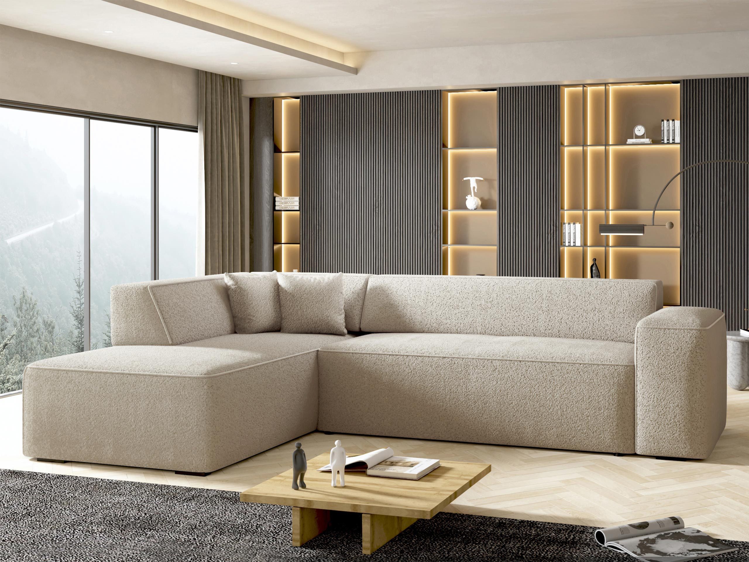 MIRJAN24 Ecksofa Lordin Premium, L-Form, Kissen-Set, Schwarze Füße, freier Seitenwahl