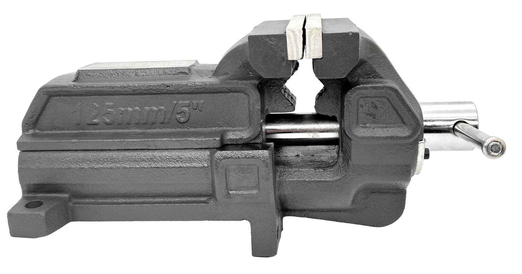 WELDINGER Schraubstock professional Schraubstock 125 mm fixe Basis mit Rohrspannbacken, 1-St., 125 mm Backenbreite, extrem belastbar, geriffelte Backeninnenseite