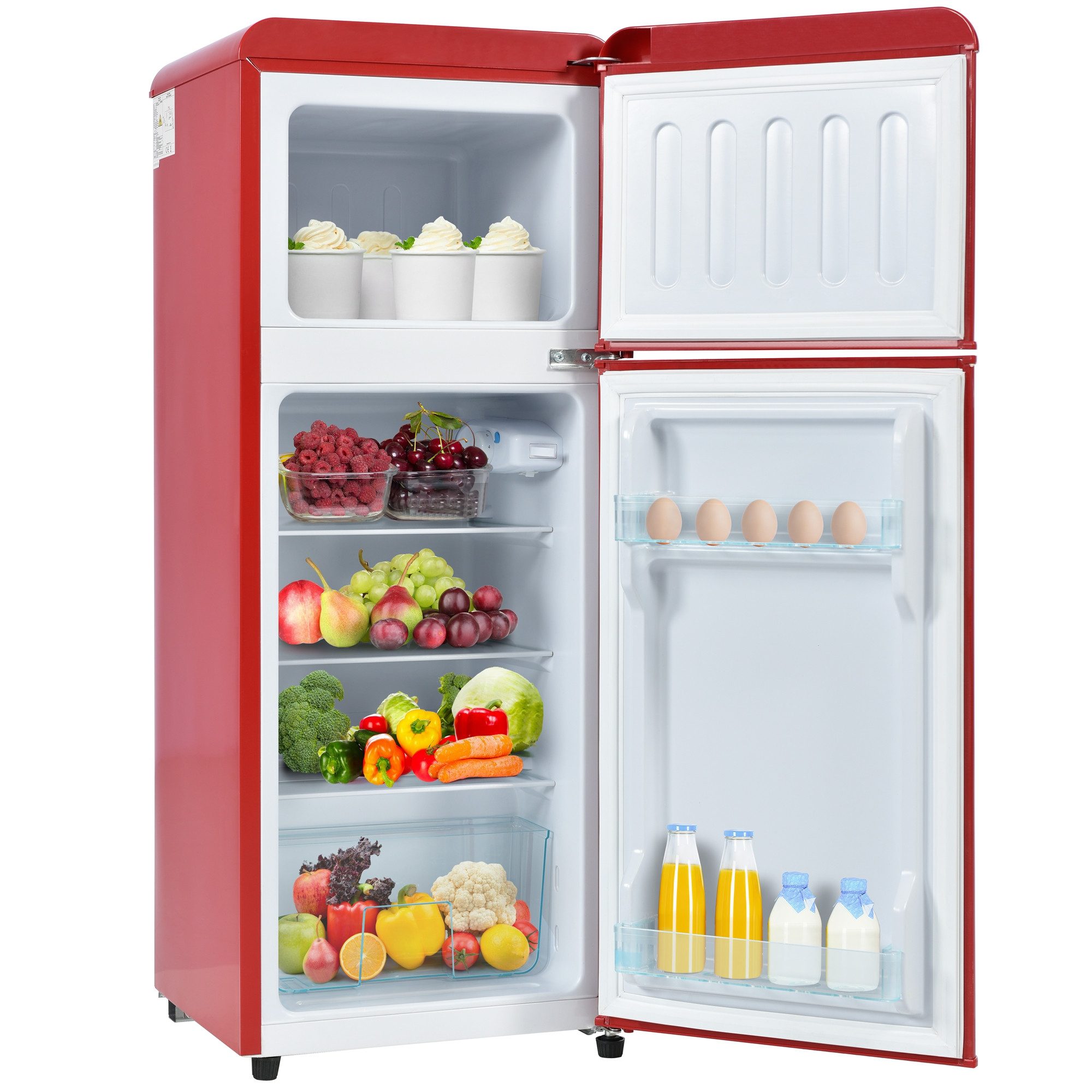 Blossom Kühlschrank BCD-102A, 105.5 cm hoch, 41 cm breit, Mini Kühlschrank Freistehend, Doppeltür Kühlschrank, 28L Gefrierfach