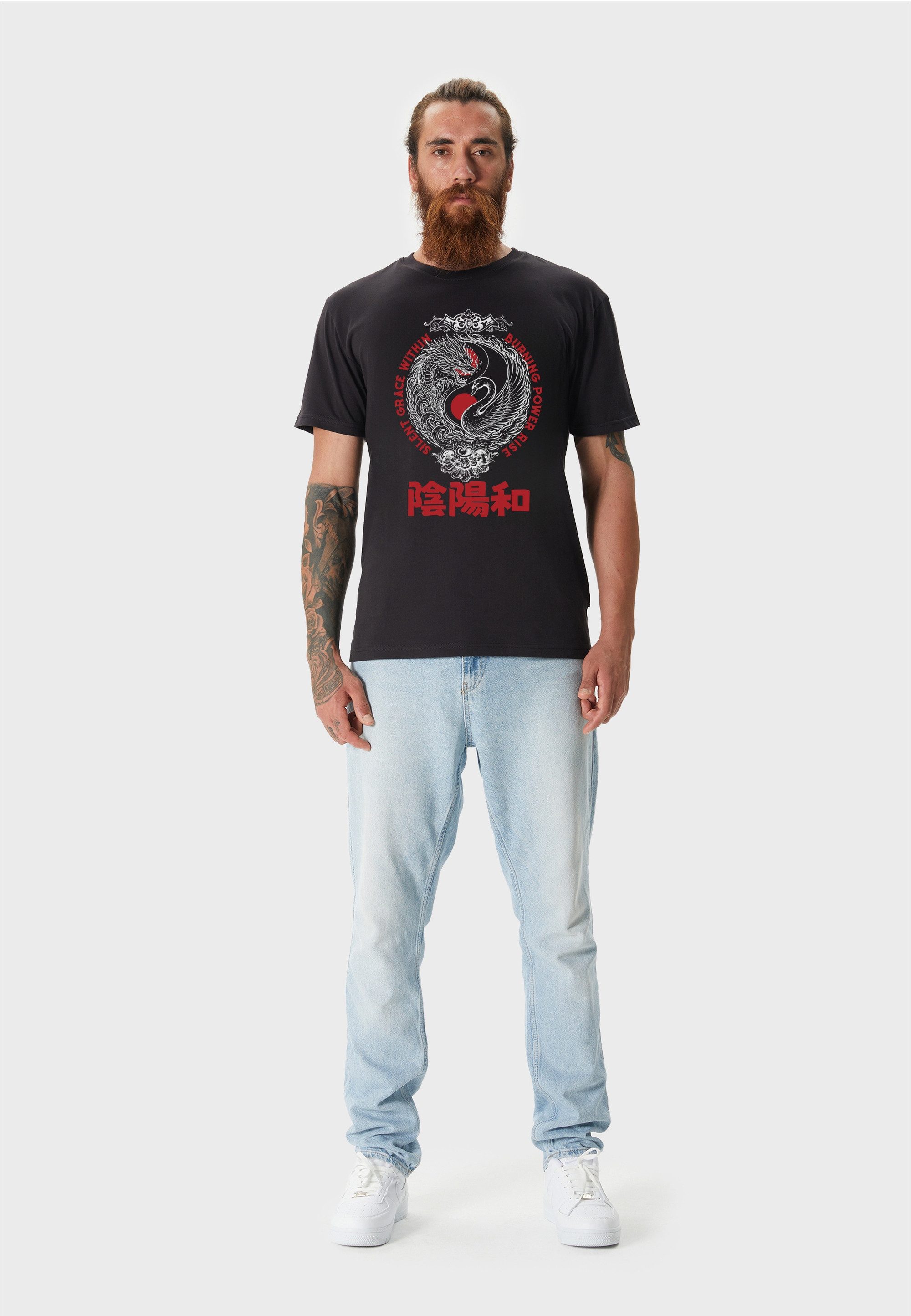 Oldskull T-Shirt Asian Yin Yang Unity Graphic mit großem Motivprint