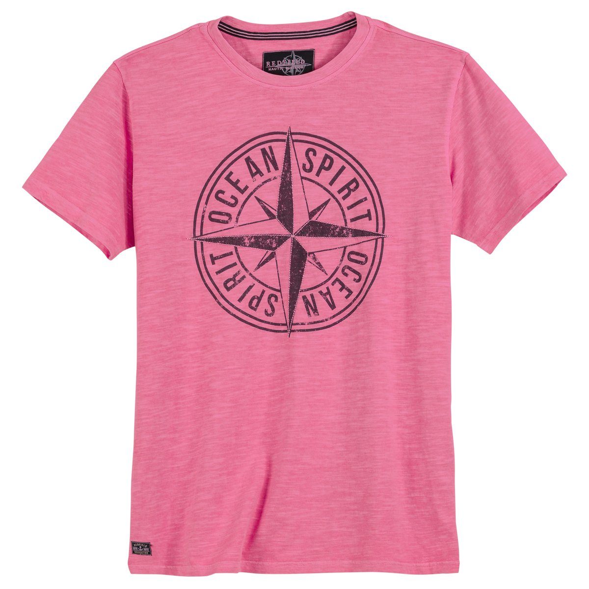 redfield Rundhalsshirt Große Größen T-Shirt pink used Kompass-Print Redfield