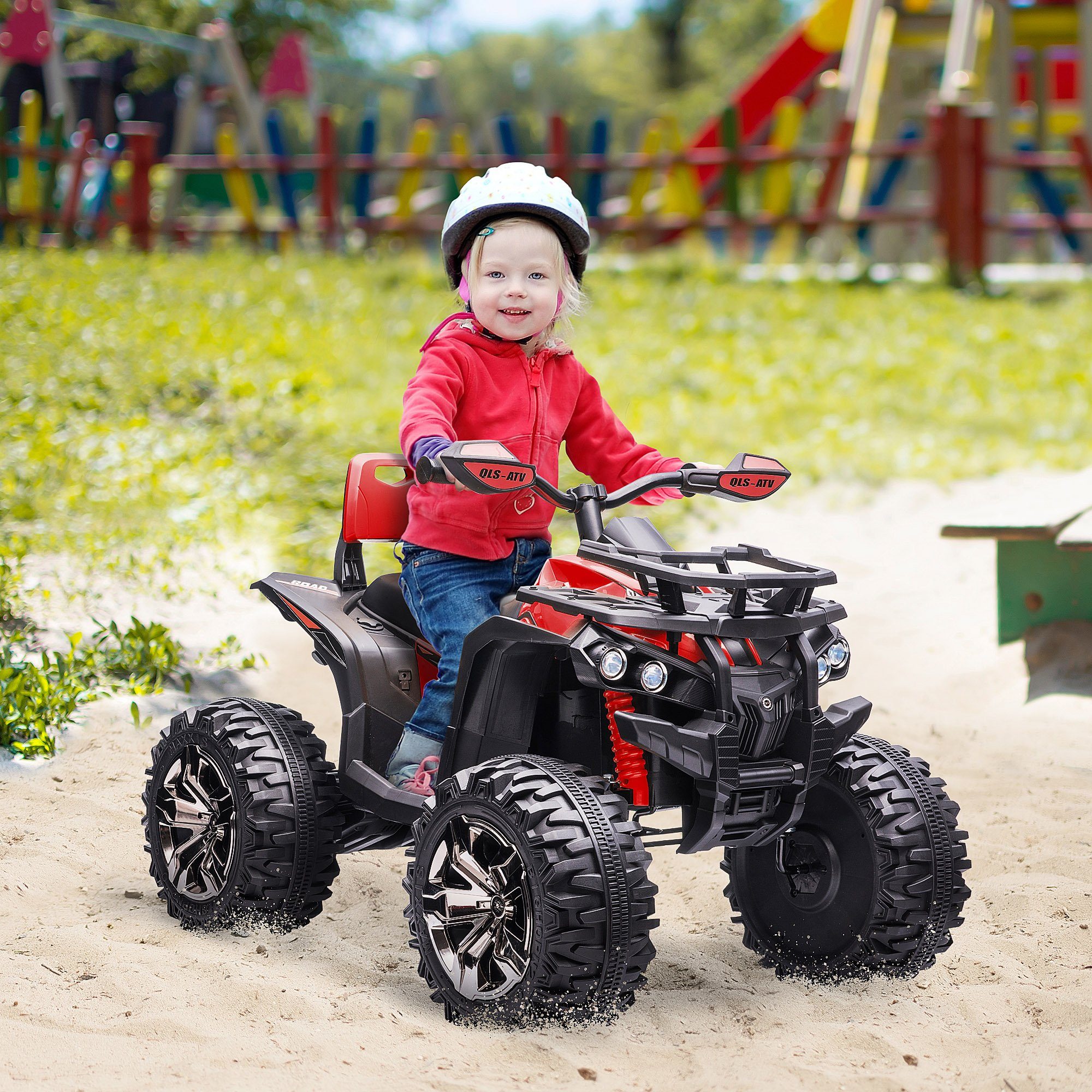 HOMCOM Elektro-Kinderquad Elektro-Quad, Kinder Elektro, mit MP3, USB, Kinderfahrzeug, Belastbarkeit 30 kg, (1-tlg), für Kinder 3-5 Jahre, Grün