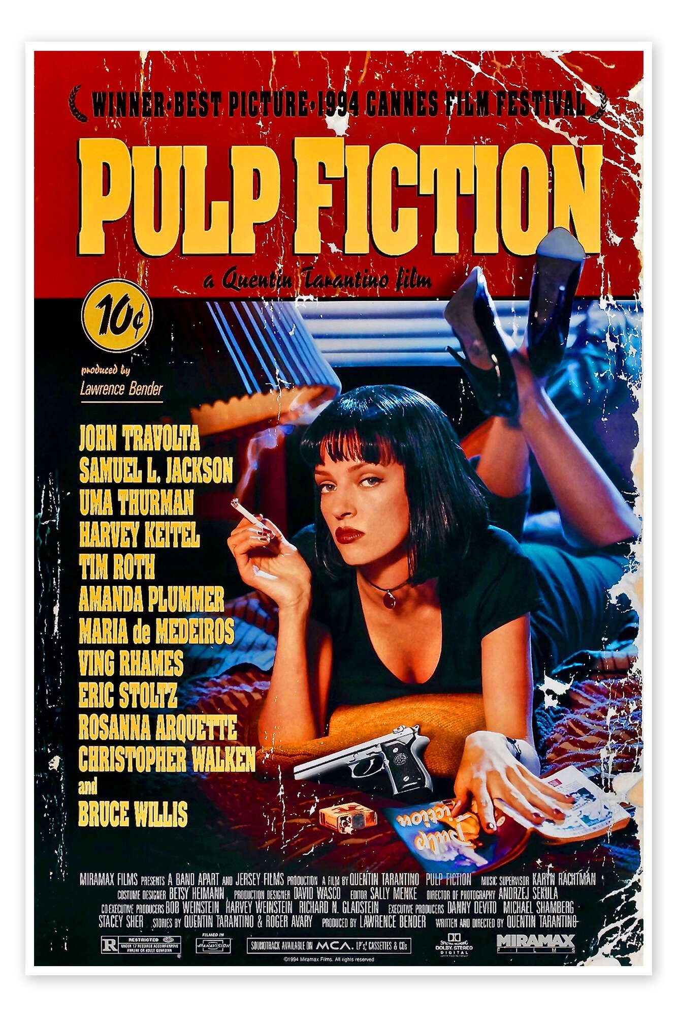 Posterlounge Wandbild Pulp Fiction (englisch), Vintage Entertainment Collection, erhältlich als Poster, Leinwandbild, Wandsticker oder Acrylglasbild