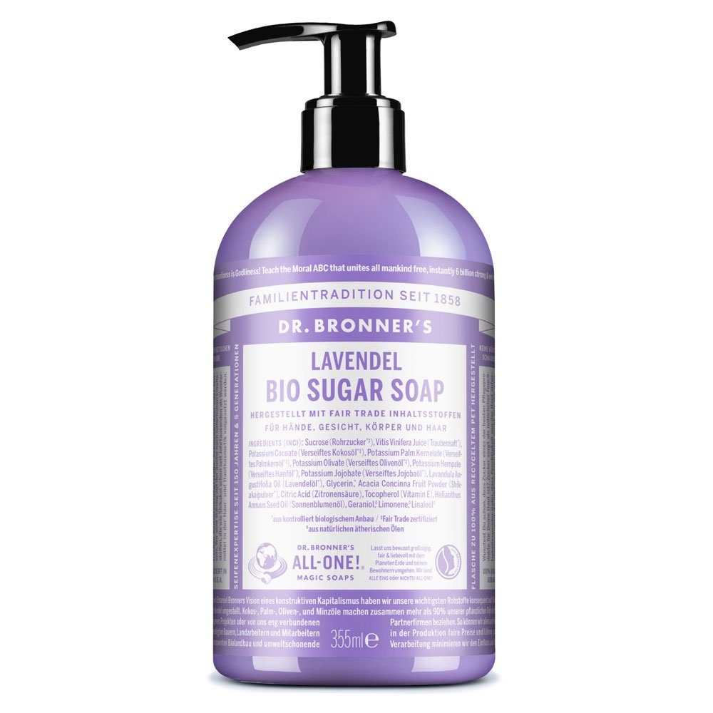Dr. Bronners Flüssigseife Bio Sugar Soap Lavendel, 355 ml