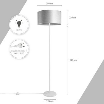 Paco Home Stehlampe LUCA CANVAS UNI COLOR, ohne Leuchtmittel, Lampenschirm Stoff Wohnzimmer Leselampe Büro E27 Stehlampe Skandi