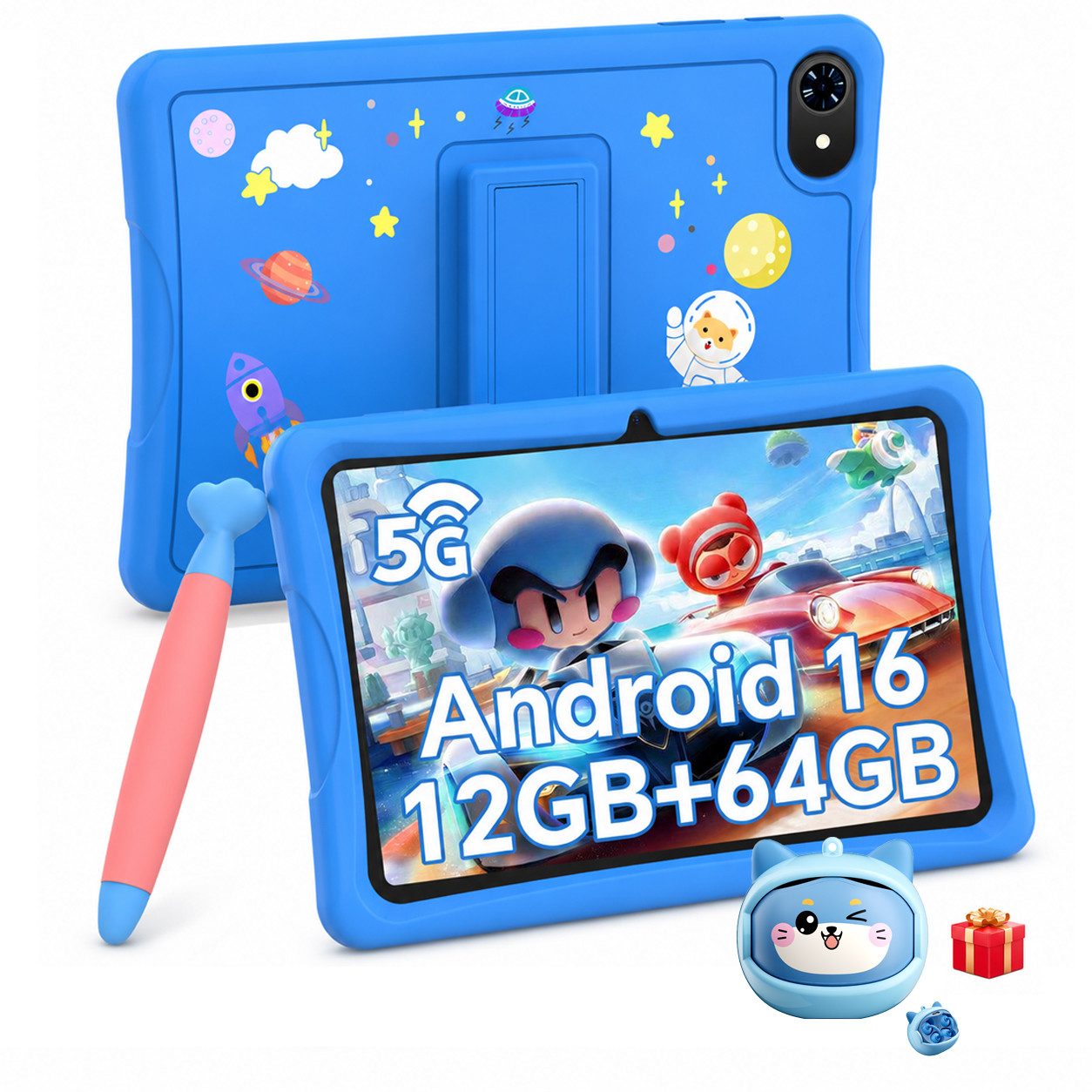 VekfulPC K10-5000mAh, stoßfest, 10,1" inkl. Z20 Kinderuhr Kids Tablet (10,1", 64 GB, Android 16, Google Kids Space, 10,1" HD, 5000mAh, 12GB+64GB)