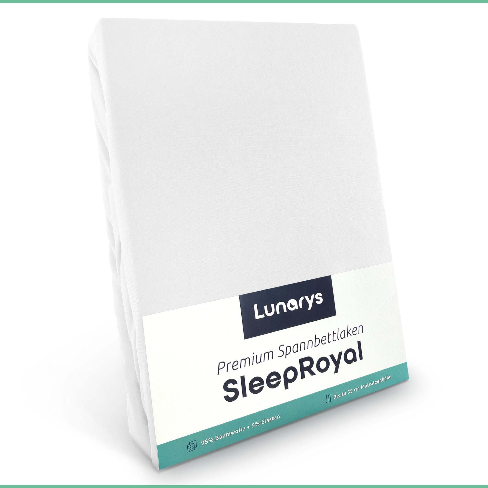 Spannbettlaken SleepRoyal, Lunarys, Jersey-Elasthan, Gummizug: rundum, (1 Stück), 120x200 cm, 250 g/m², Boxspringbett bis zu 35 cm