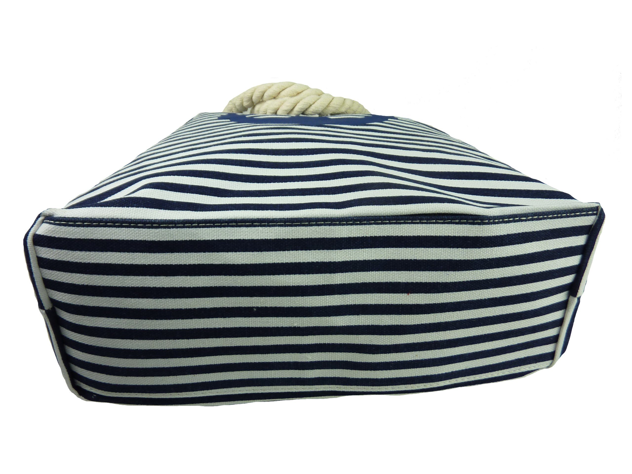 Taschen4life Strandtasche maritime Strand Tasche 1604, gestreift mit Anker Motiv, Stofftasche, Canvas (Segeltuch), mit Reißverschluss