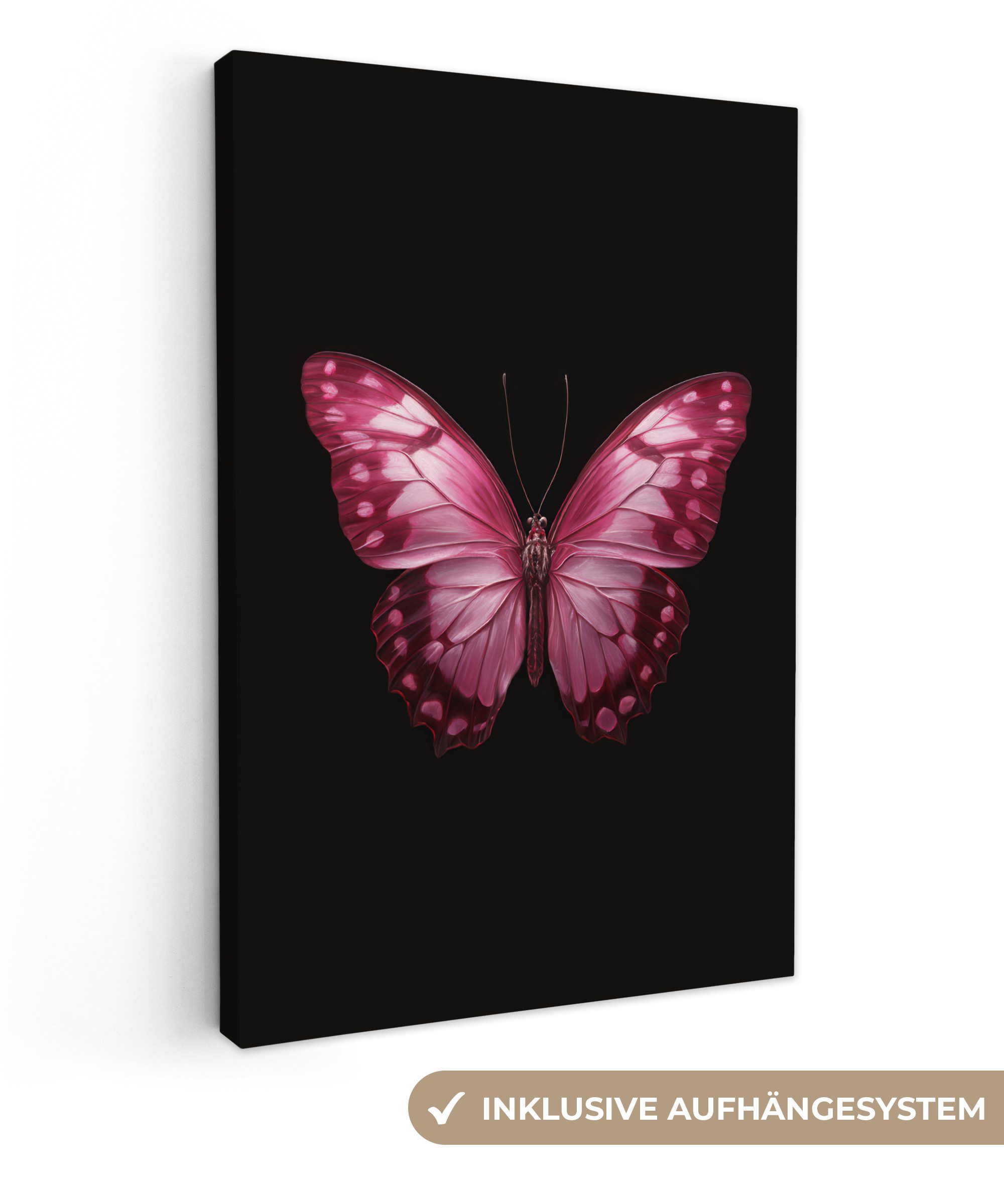 OneMillionCanvasses® Leinwandbild Schmetterling - Fuchsia - Grafik, Fotodruck (1 St), Leinwand Canvas Wandbild, Wanddekoration 20x30 cm