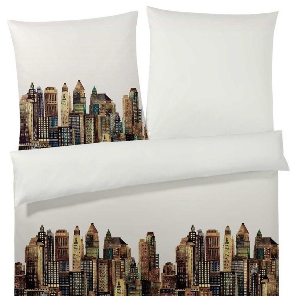 Elegante Kissenbezug Empire State Beige-Braun, Mako Satin von Elegante 40 x 80 cm