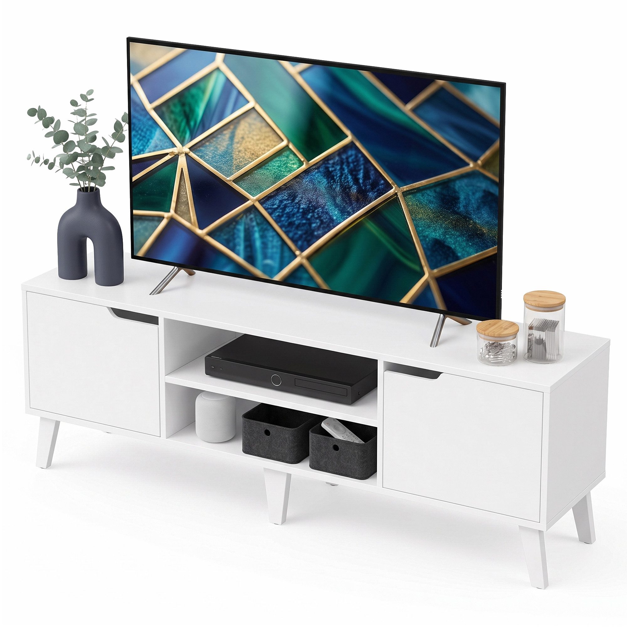 VASAGLE Lowboard TV-Schrank mit verstellbarer Ablage, 147cm lang, für Fernseher bis zu 65 Zoll, Wohnzimmer, Modern