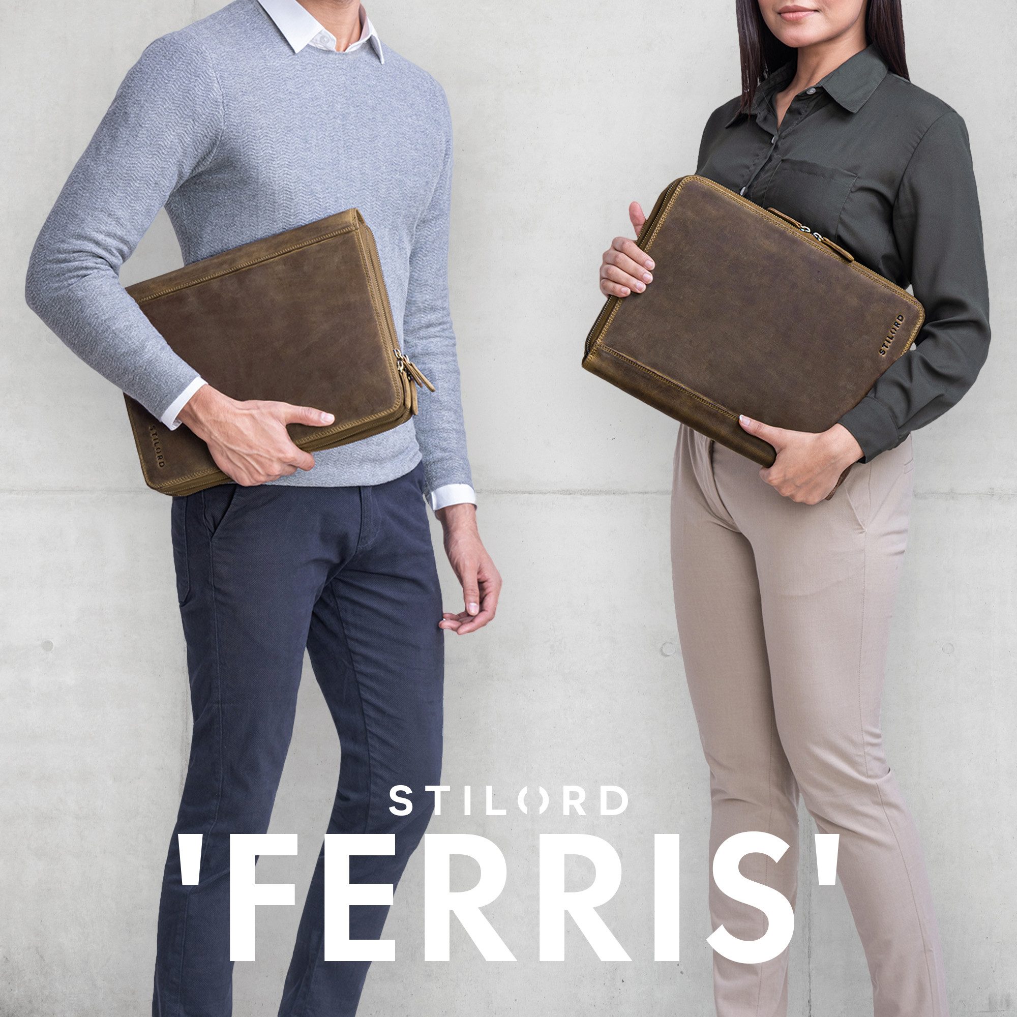 STILORD Konferenzmappe STILORD "Ferris" Dokumentenmappe Echtleder Konferenzmappe XL