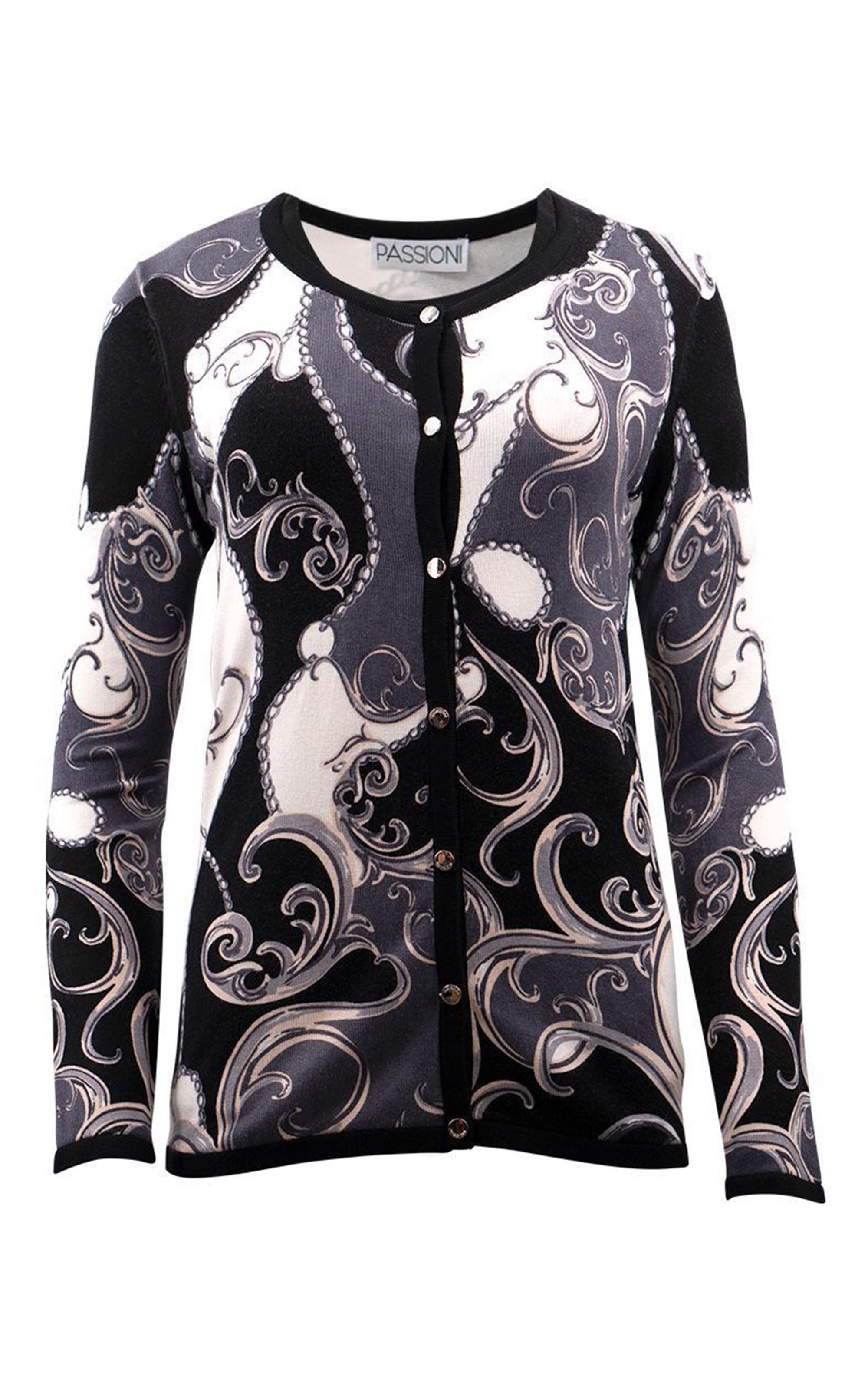 Passioni 2-in-1-Strickjacke Twinset mit Ornamentdruck günstig online kaufen