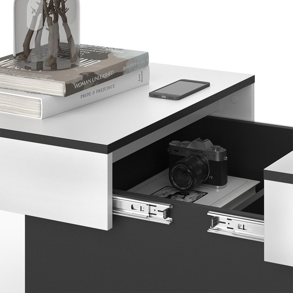 Vicco Couchtisch Boto, Schwarz/Weiß, 95 x 58 cm Ausziehbar