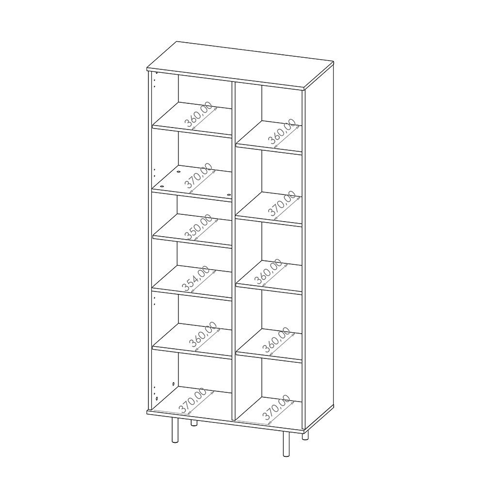 Lomadox Vitrine NADOR-132 in matt schwarz, goldfarbene Metallgriffe und -füße – Bild 5 von 5