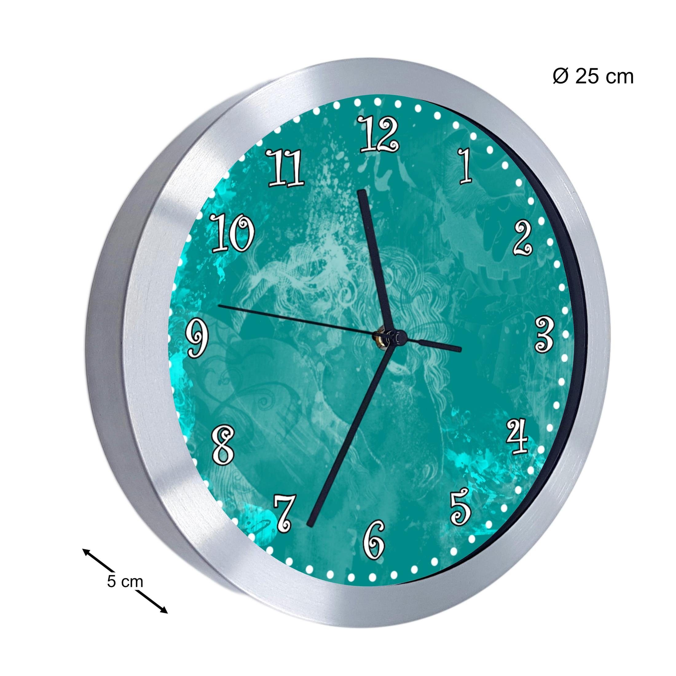 CreaDesign Funkwanduhr Funkuhr, Kinder Wanduhr, Kinderuhr, Kinderzimmer Traum petrol (geräuscharmes Uhrwerk)