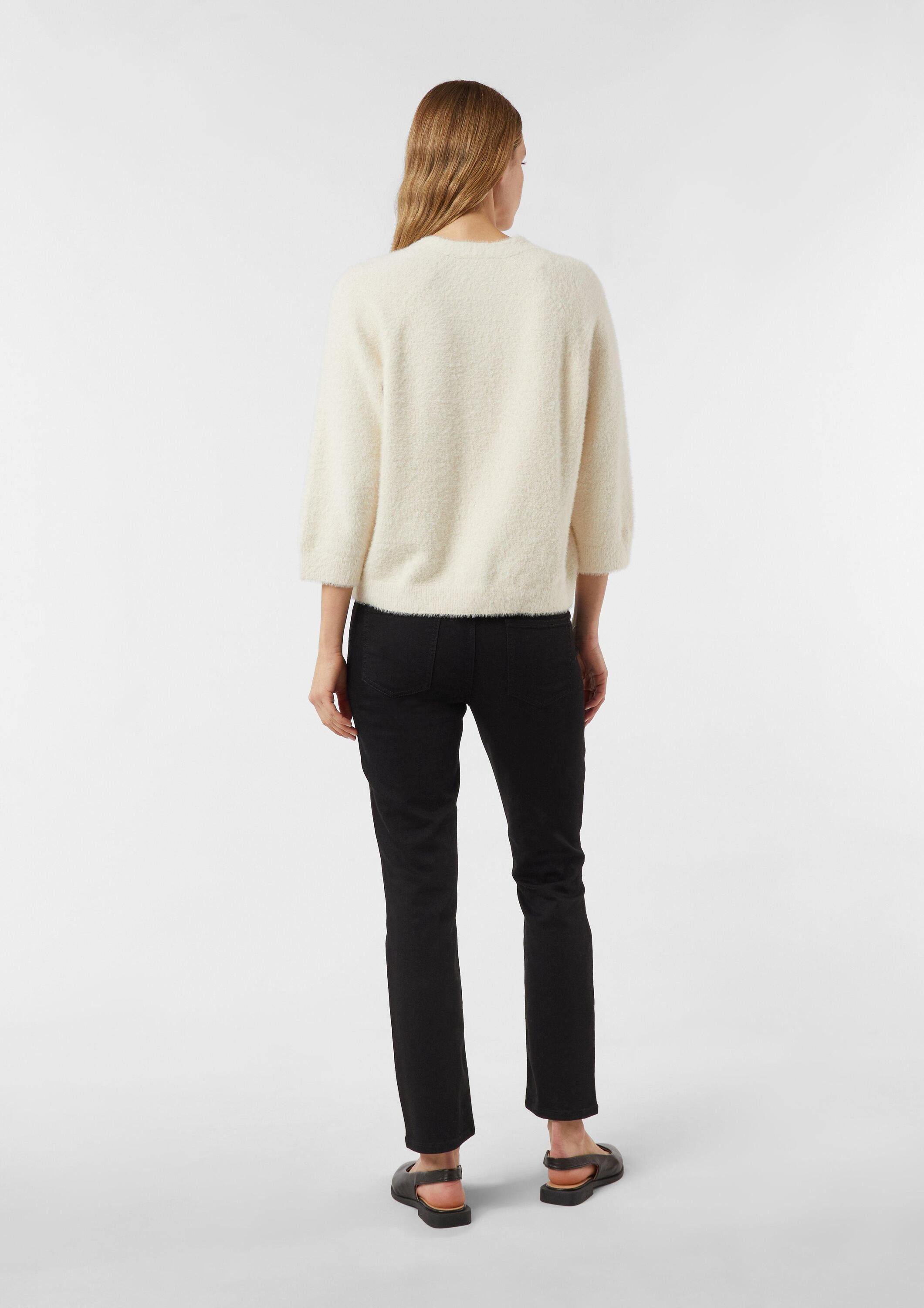 comma Cardigan Strickjacke Flauschiger Strickcardigan mit 3/4-Ärmeln