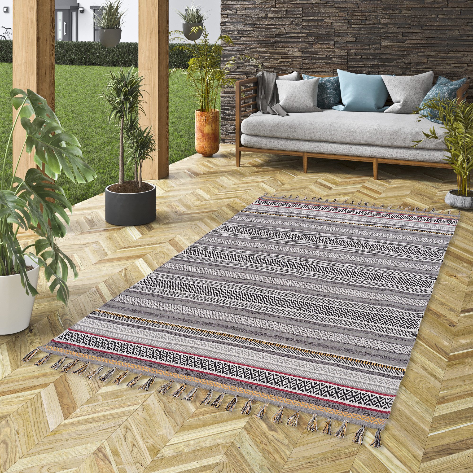 Pergamon Wollteppich Kelim Baumwolle Natur Teppich Grace, Rechteckig, Höhe: günstig online kaufen