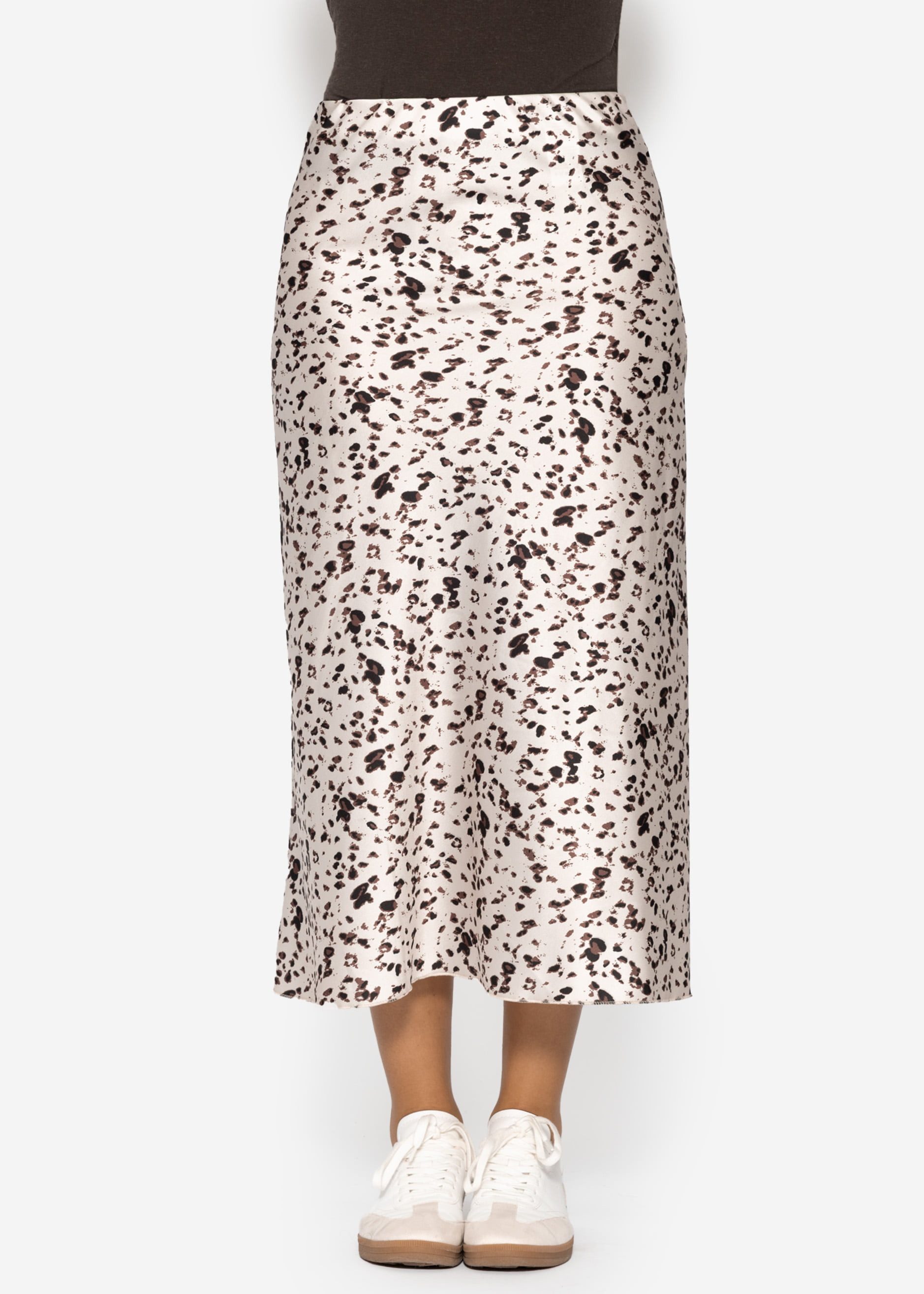 SASSYCLASSY Minirock Eleganter midi Satin Rock Damen mit Print A-Linie Rock günstig online kaufen