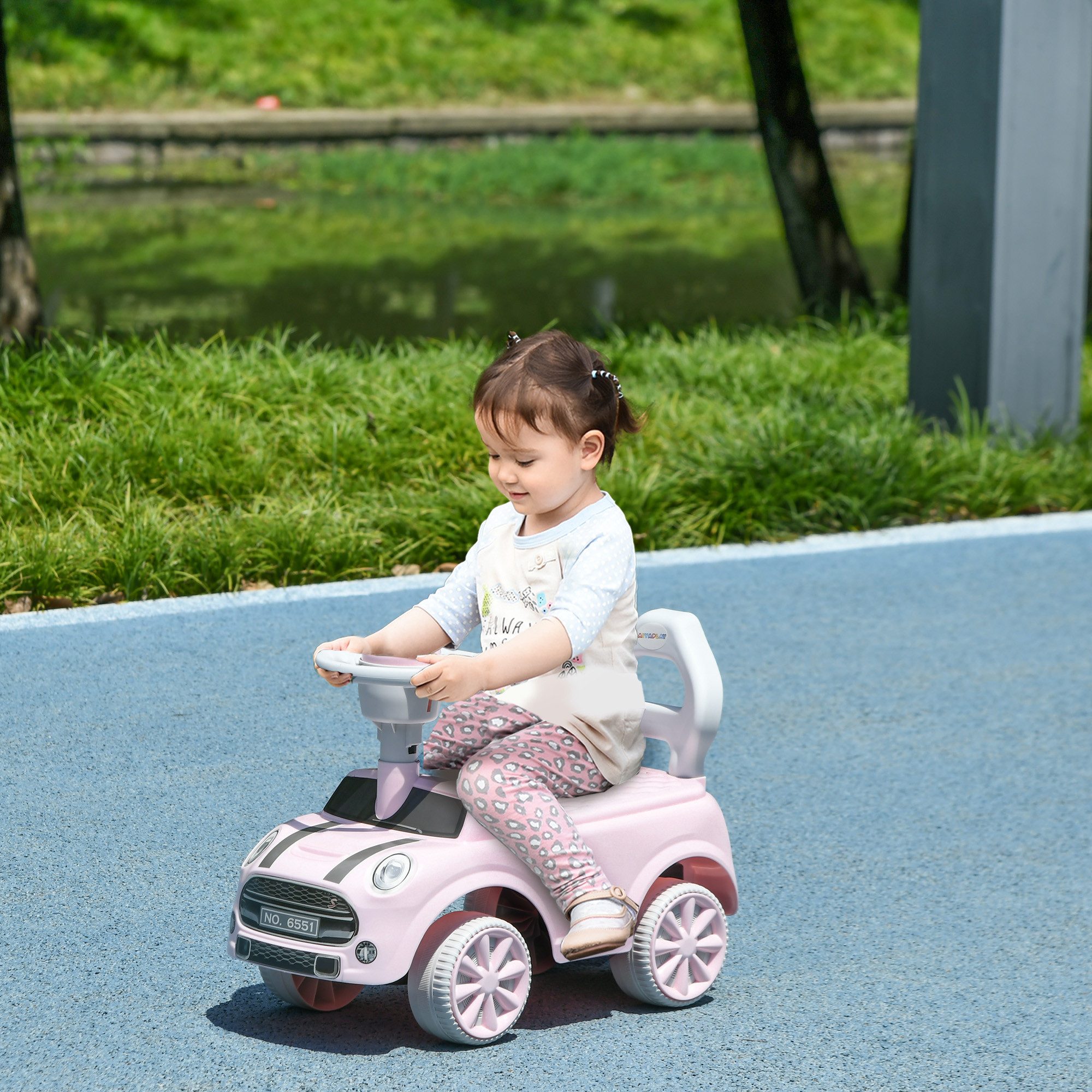 AIYAPLAY Rutscher Kinderfahrzeug mit Lenkrad Hupe Kippschutz, (Kinderrutschauto, 1-tlg., Rutscherfahrzeug), Rutscher für Kinder, rosa