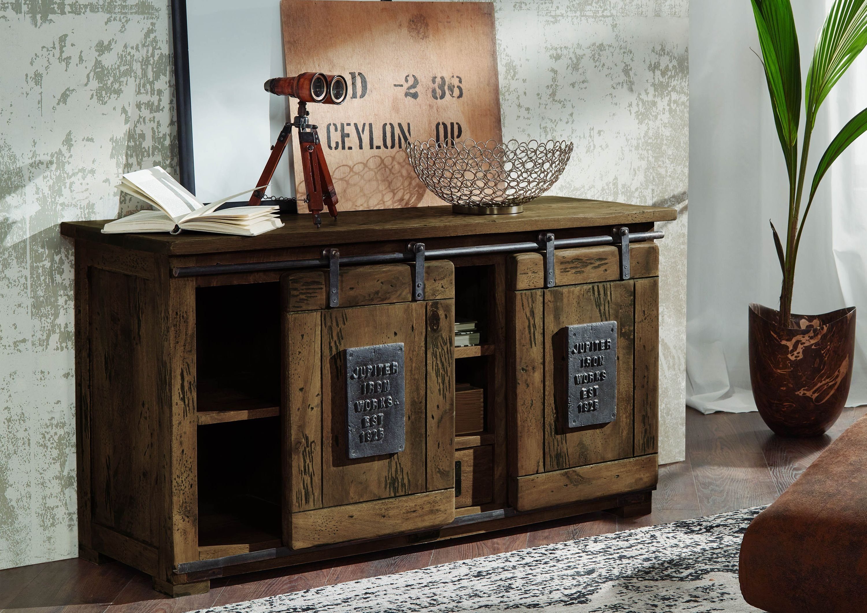 Massivmoebel24 Sideboard (Mango 128x45x70 braun lackiert günstig online kaufen