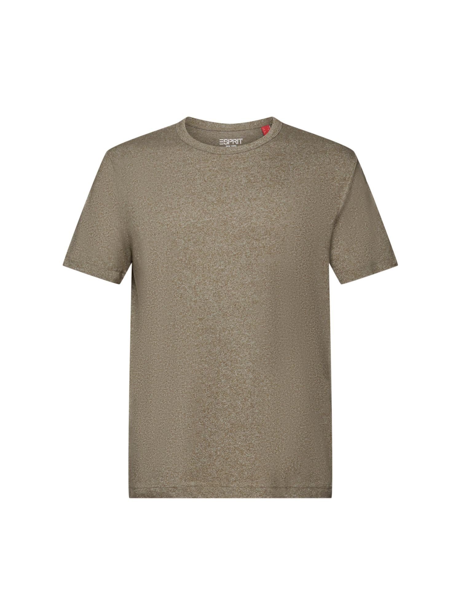 KHAKI Rundhals-T-Shirt Baumwollmix T-Shirt aus (1-tlg) GREEN Esprit Jersey,