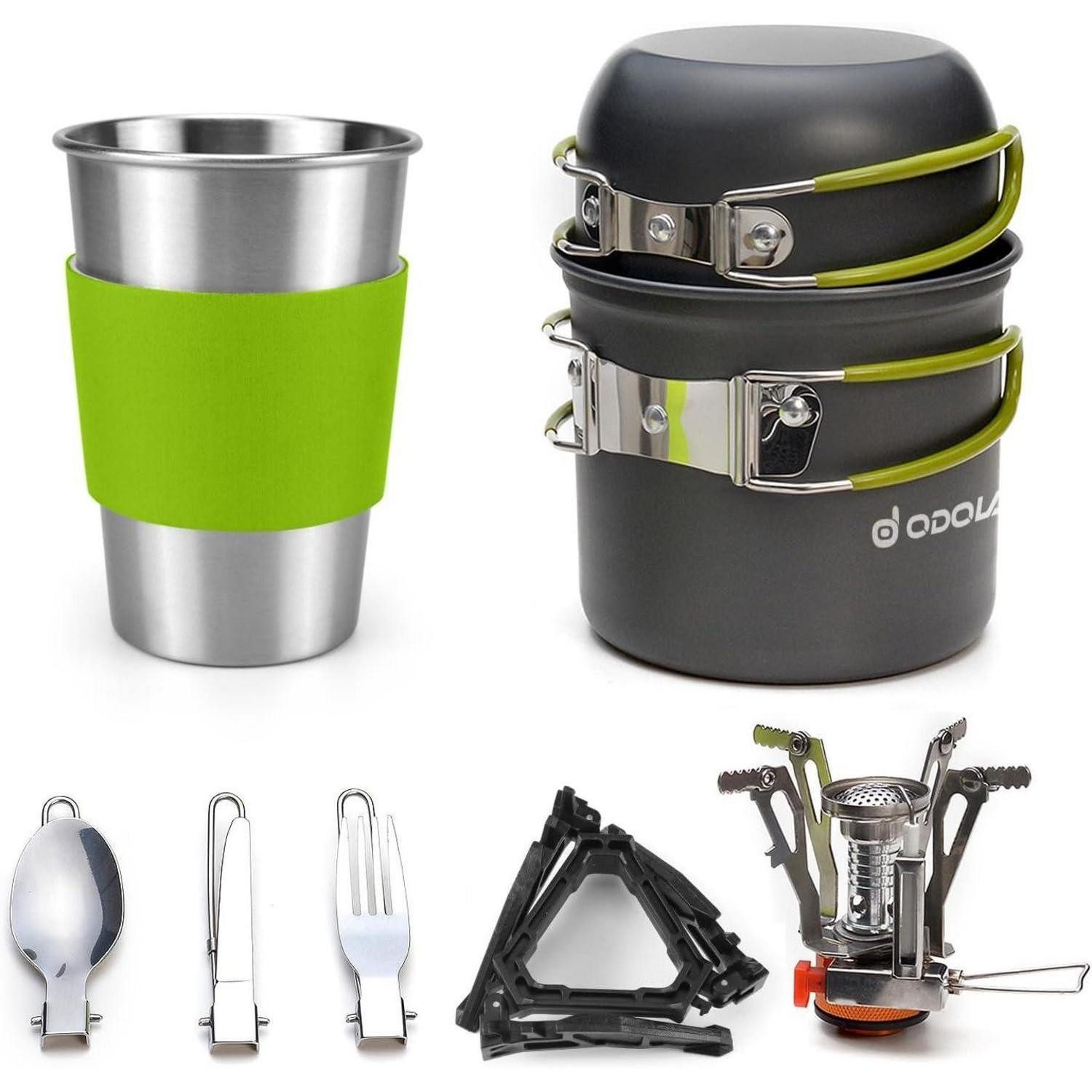 LuxusKollektion Geschirr-Set Camping Geschirr Set 9-teiliges Outdoor Kochgeschirr Aluminium Töpfe