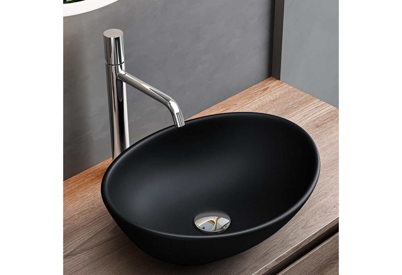 Thumbnail - Mai & Mai Aufsatzwaschbecken Waschbecken keramik Aufsatzwaschbecken Oval Waschtisch Br205