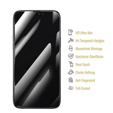 Protectorking Schutzfolie 1x 9H Hartglas für iPhone 13 Pro FULL CURVED Panzerfolie Displayschutz, (1-Stück), Displayschutzglas, Schutzglas Echtglas Tempered 9H Härte HD-KLAR