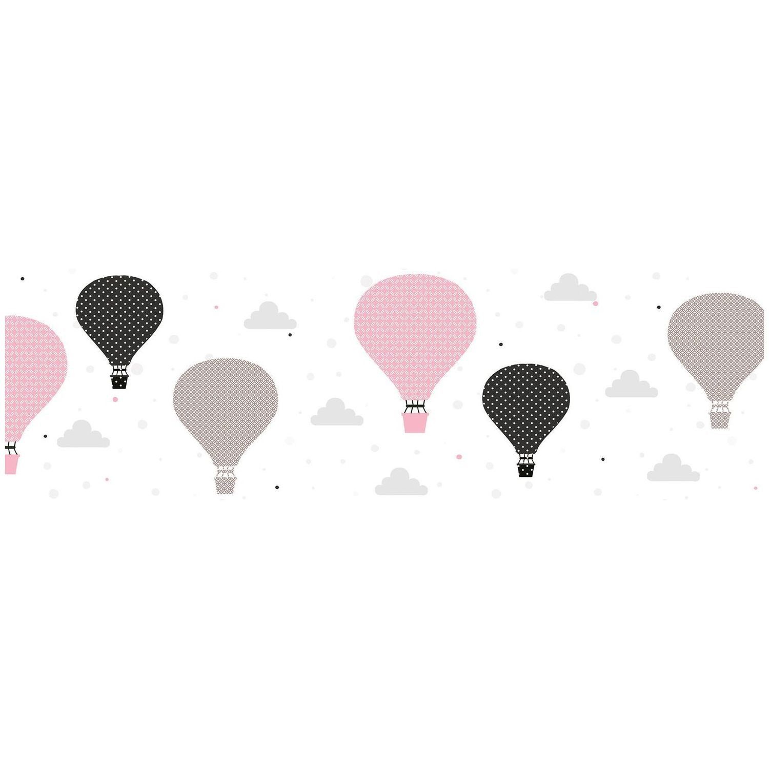 Profhome Bordüre 403737-GU Grafik Tapete Kindertapete matt rosa grau schwarz 0,75 m2, leicht strukturiert, matt, (1 Rolle, 0,75 qm), selbstklebende Bordüre in pink