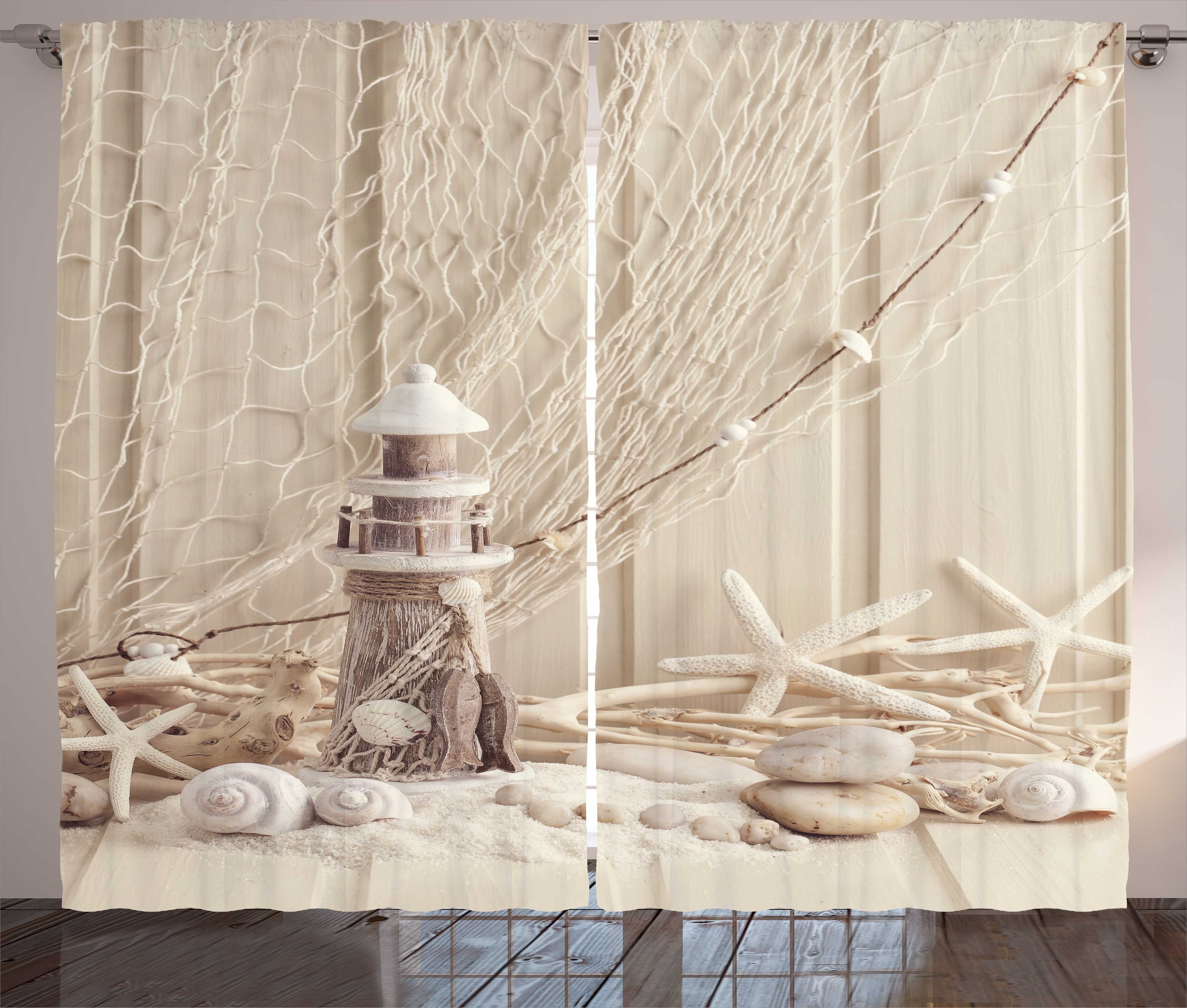 Vorhang und Gardine Unterwasser- Kräuselband mit Haken, Marine Schlaufen Fischernetz Abakuhaus, Schlafzimmer