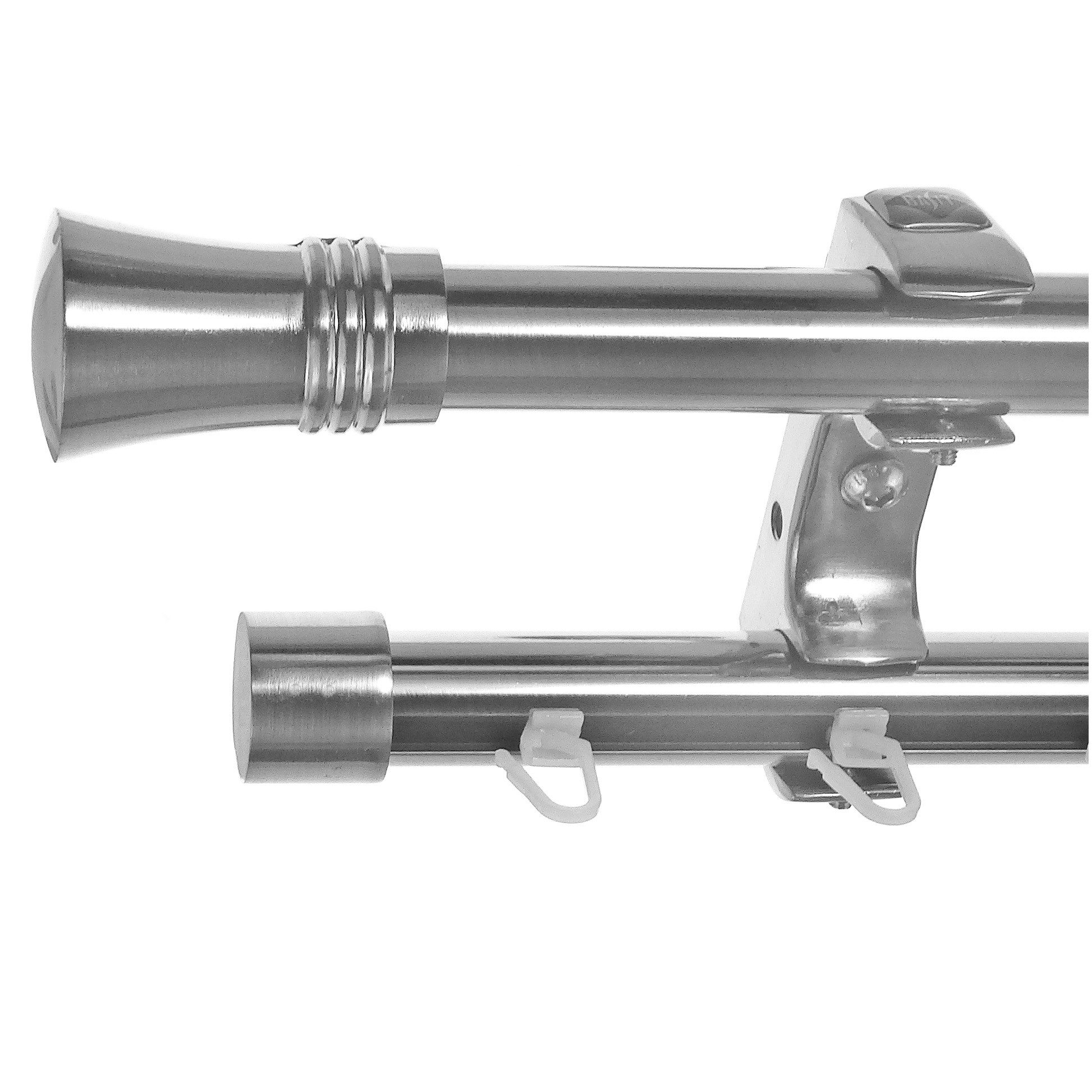 BASIT Gardinenstange Rohr und Innenlauf Edelstahloptik 20mm mit Deckenträgern 600 cm E86, Ø 20 mm, 2-läufig, verschraubt, Metall, D60RI 600 cm E86 Knauf