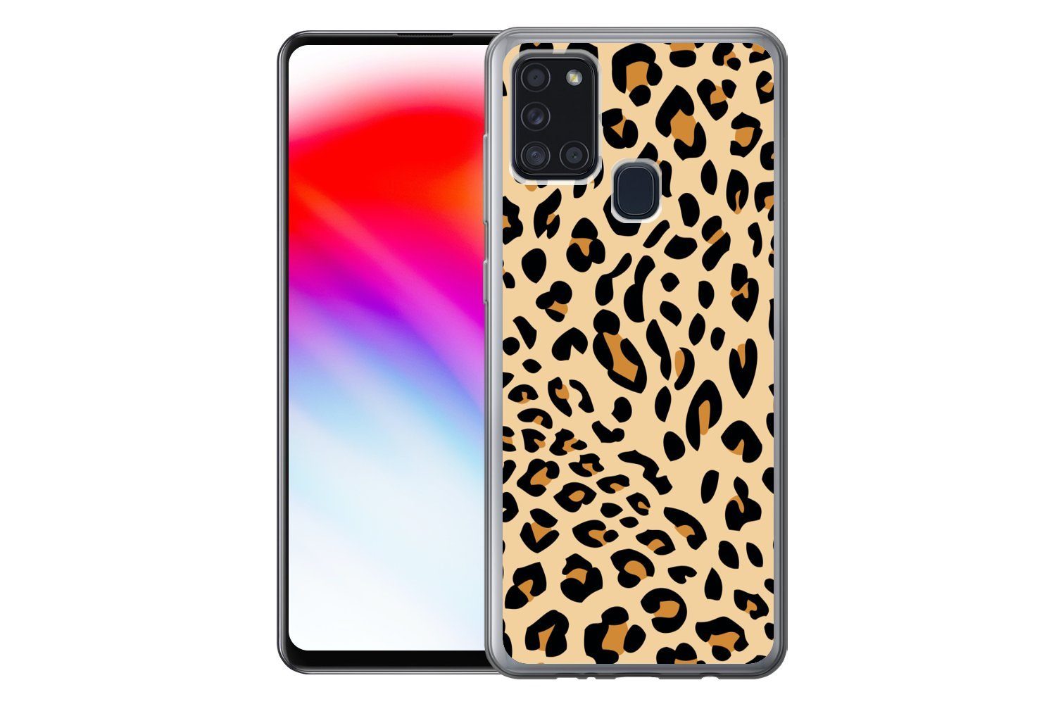 MuchoWow Handyhülle für Samsung Galaxy A21s Tiermuster - Panther - Leopard, Smartphone-Bumper, Print, Handy Schutzhülle Dünn