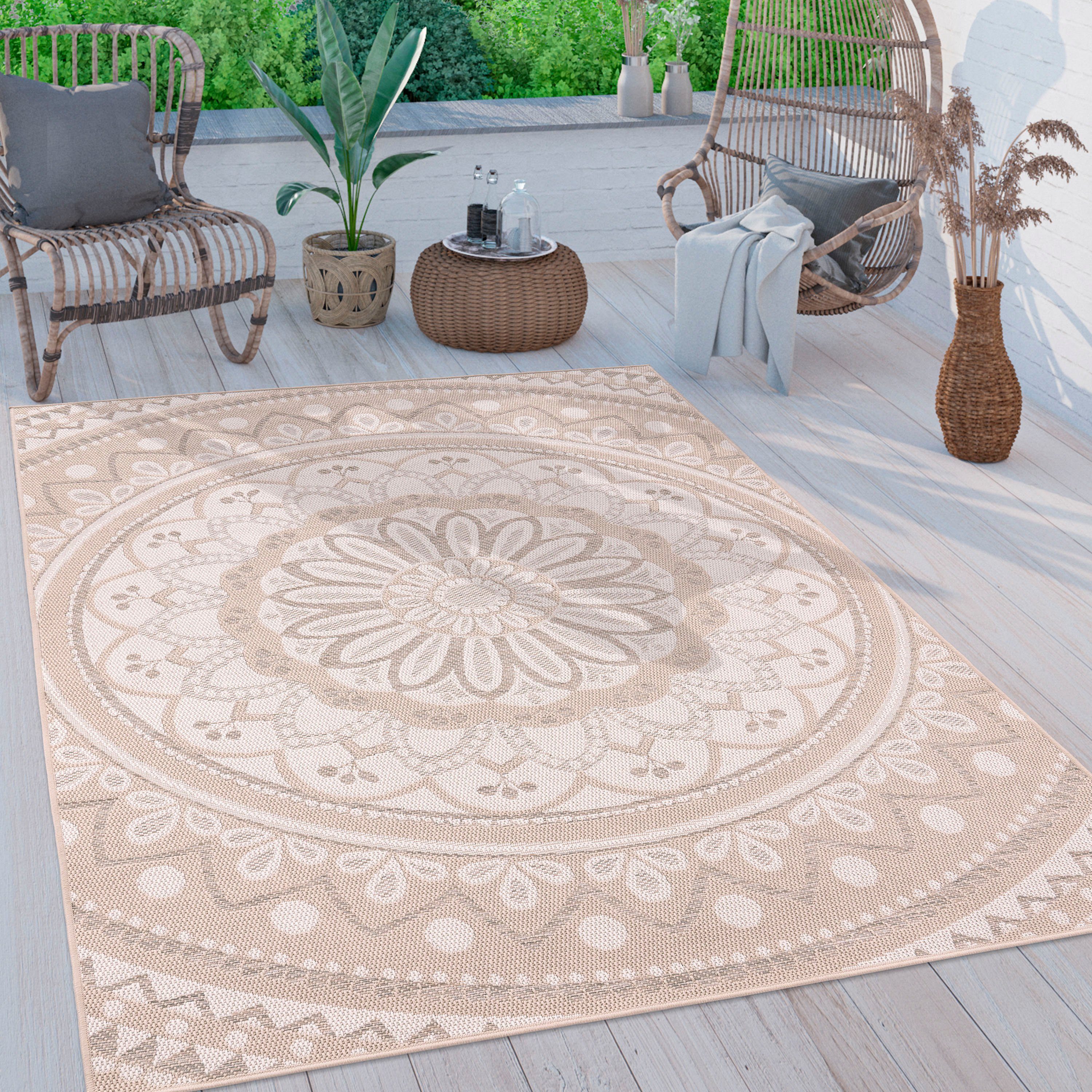Flachgewebe, sand Home, orientalisches geeignet Teppich Paco modernes und 471, In- 4 mm, Design, rechteckig, Höhe: Brescia Outdoor