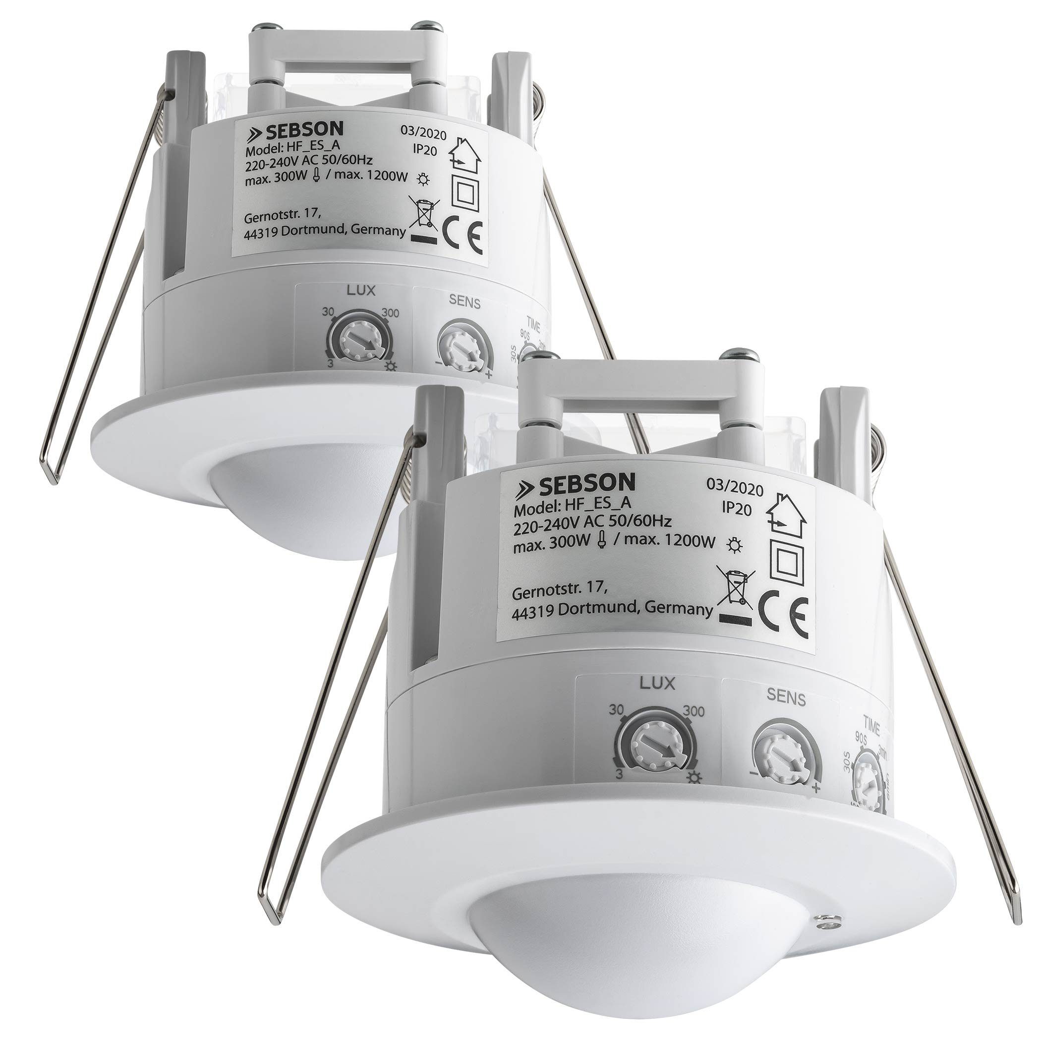 SEBSON Bewegungsmelder einstellbar Set Bewegungsmelder HF geeignet Sensor LED 2er - Unterputz