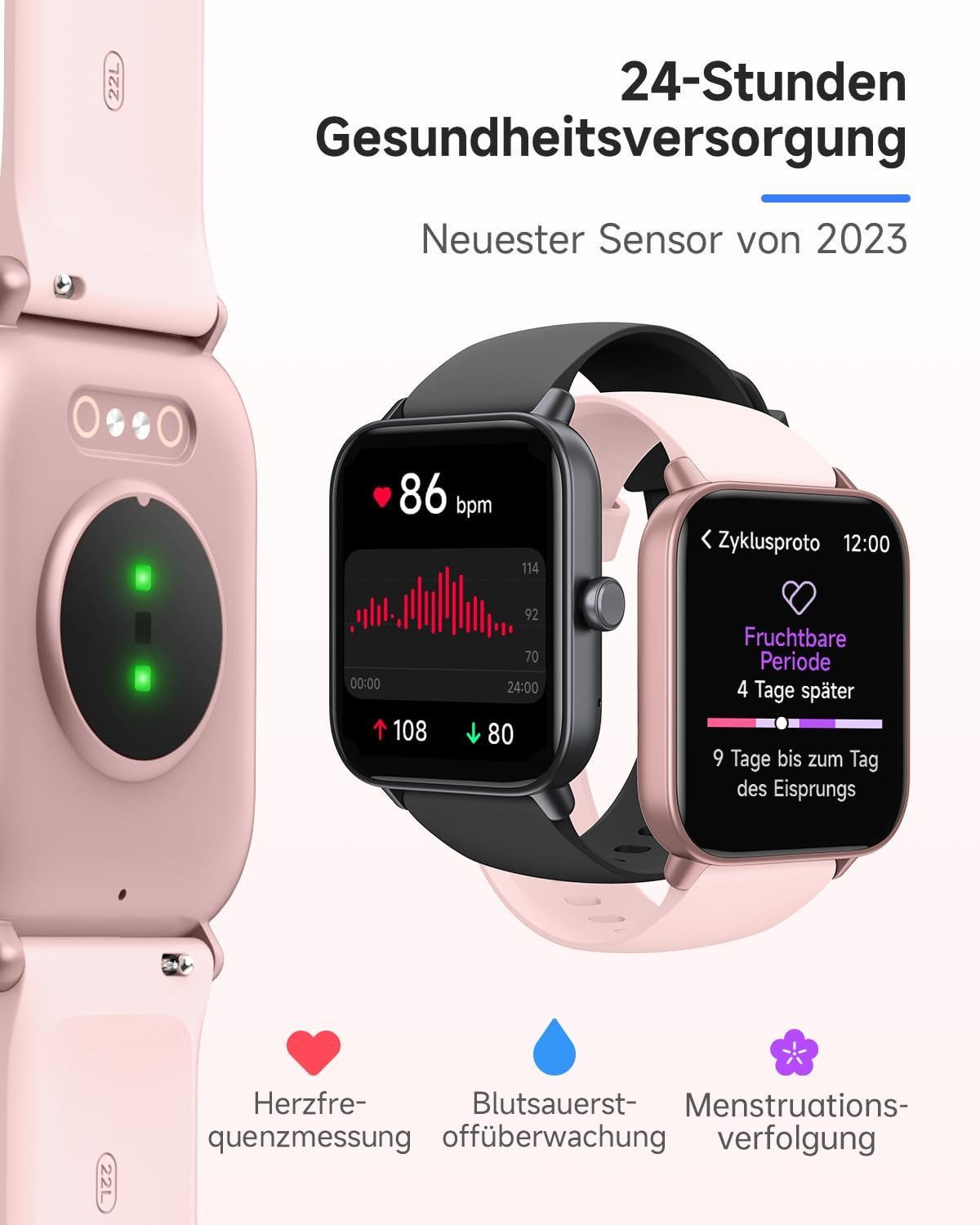TOOBUR IDW19 Smartwatch (4,5 cm, android ios), Smartwatch mit Alexa, Anrufen, Fitnessfunktionen & 1.8" HD-Display