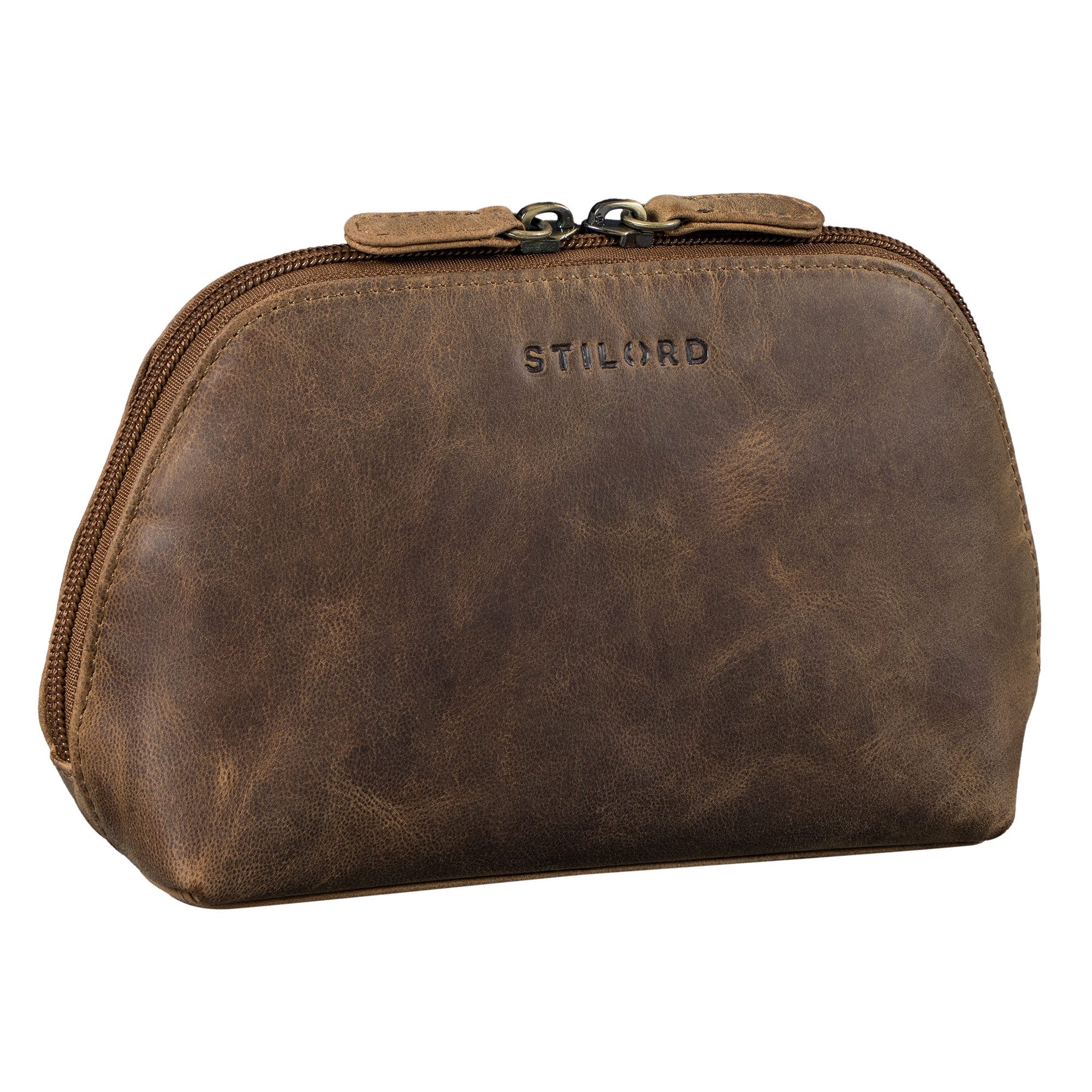 STILORD Kulturbeutel "Elma" Waschtasche Damen Leder Kulturbeutel Herren Klein