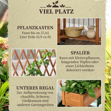 Outsunny Hochbeet Pflanzkübel mit Rollen (Pflanzkasten, 1 St., Blumenkasten), für Garten, Balkon, Braun
