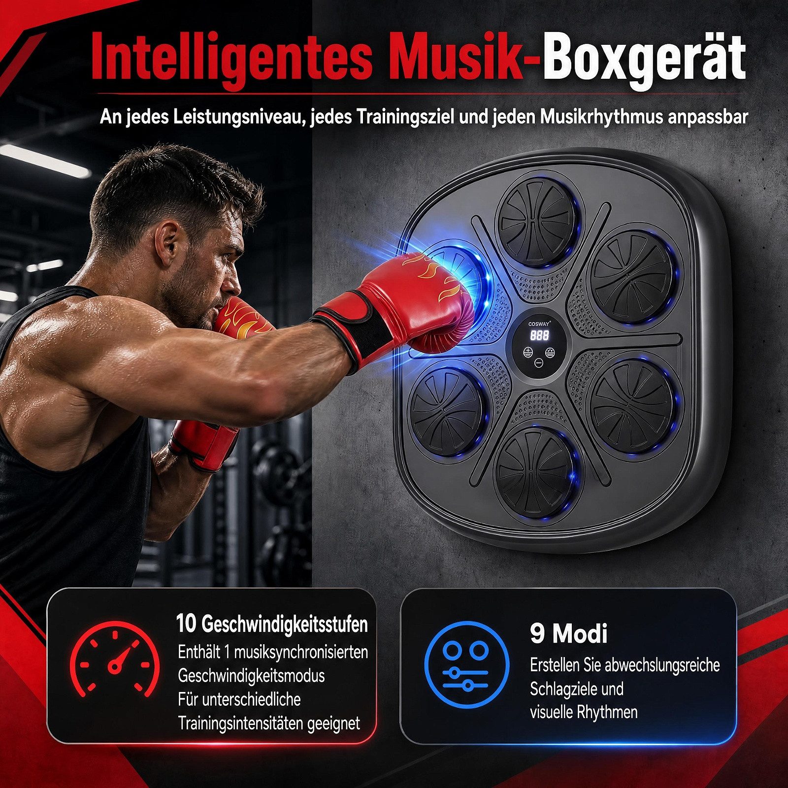 COSTWAY Boxstation mit LED-Display & kabelloser Verbindung, Boxing Machine – Bild 2 von 5
