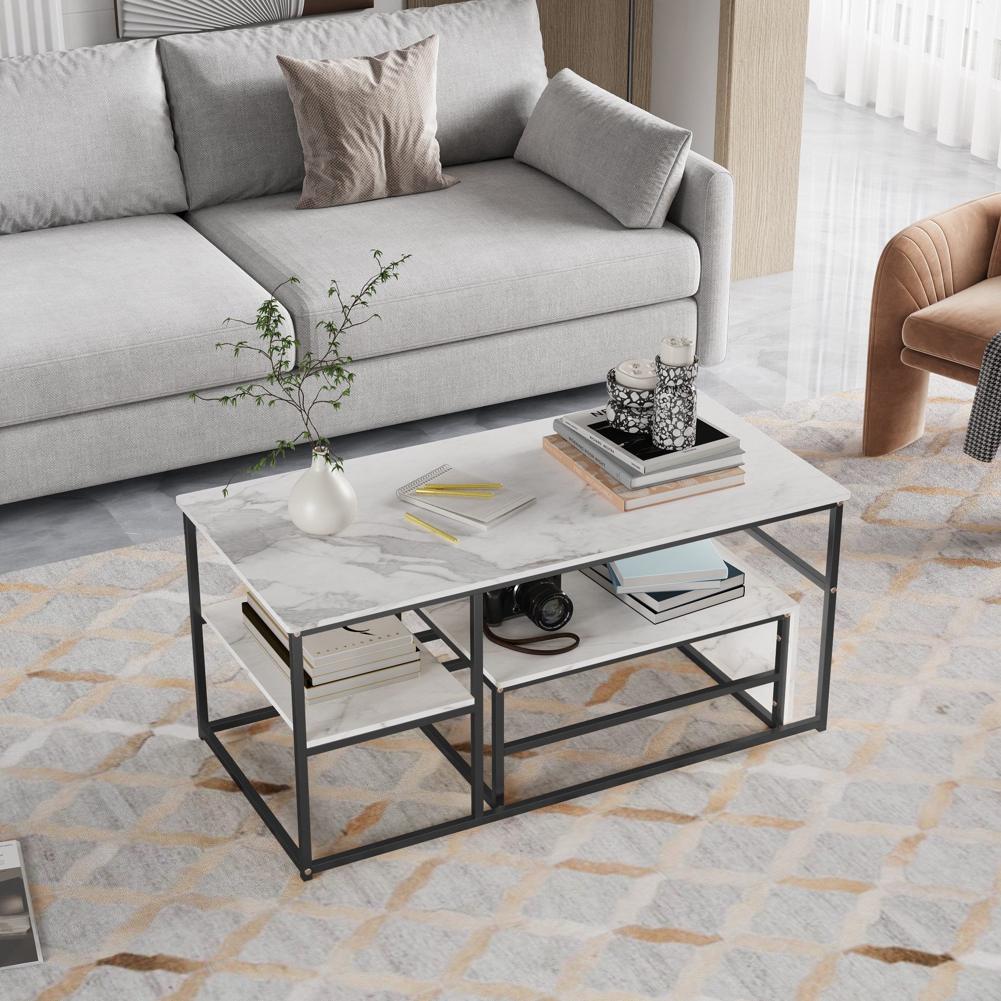 Furnishings Home Couchtisch Rechteck Satztisch Beistelltisch stapelbarer So günstig online kaufen