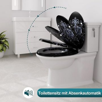 Woltu WC-Sitz (1-St), mit Absenkautomatik bequemer Sitzkomfort, MDF