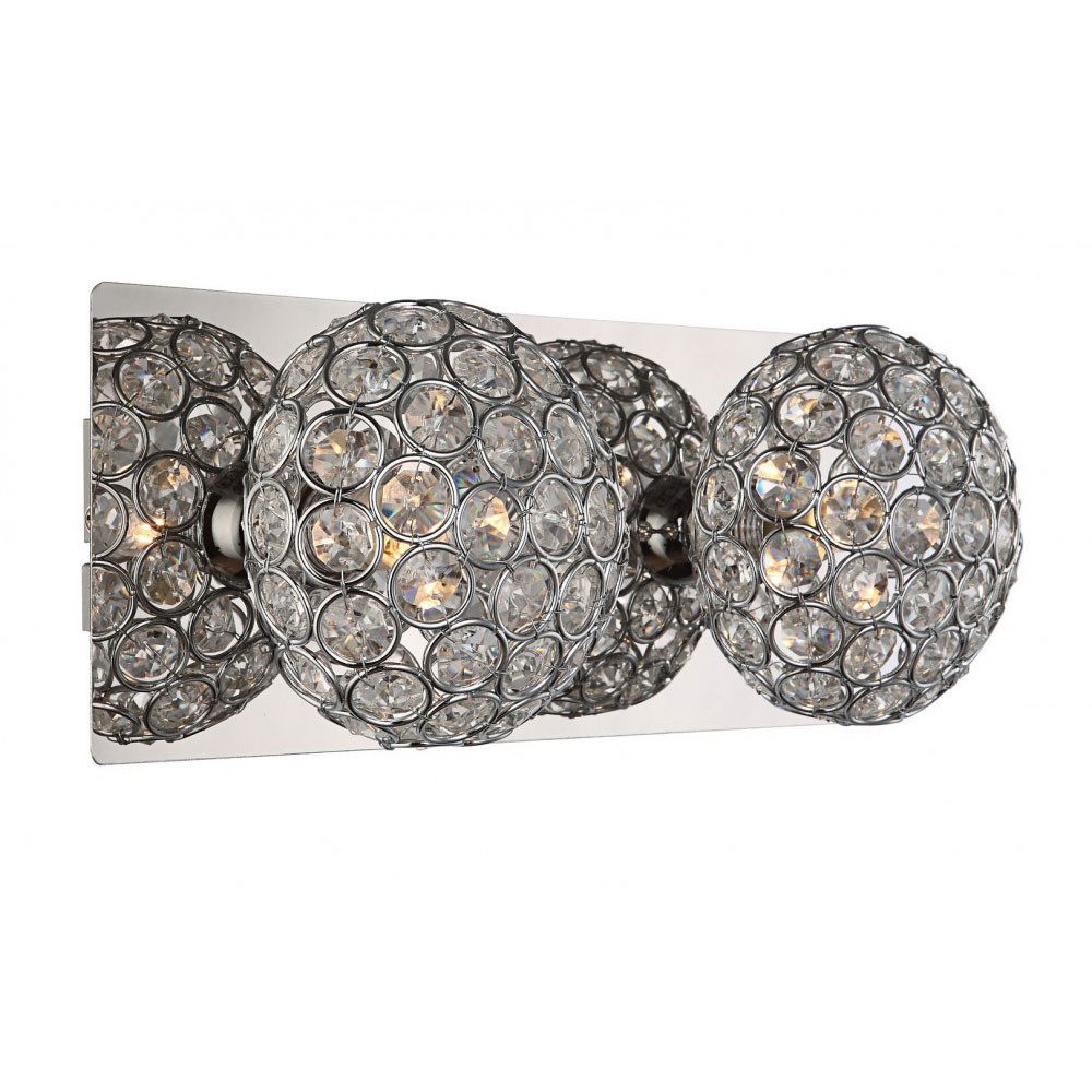 GLOBO LIGHTING LED Wandleuchte, Leuchtmittel nicht inklusive, Wandleuchte Kugelleuchte Wandlampe 2-Flammig G9 Chrom Kristalle Flur