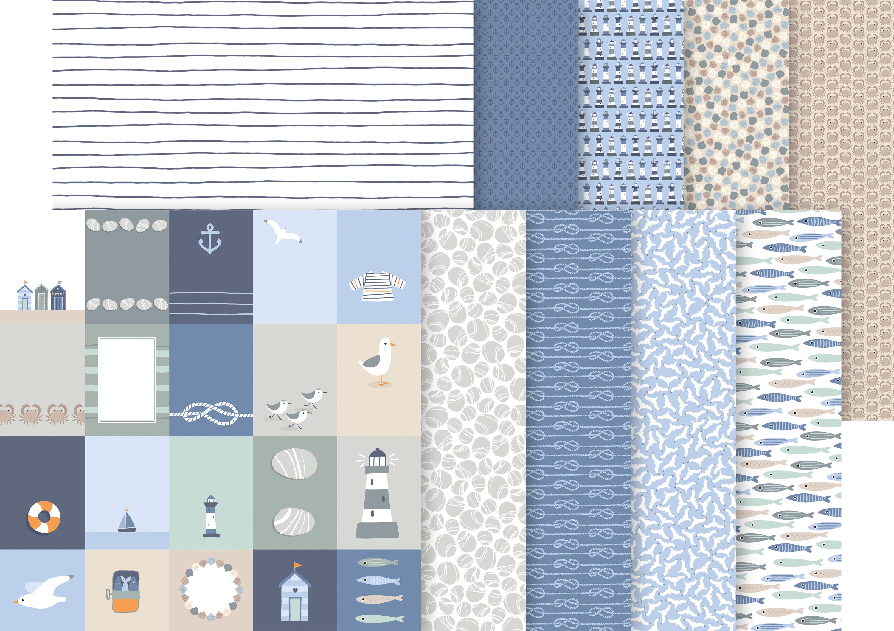 Artemio Motivpapier Papier-Set Marée Haute, 10 Blatt