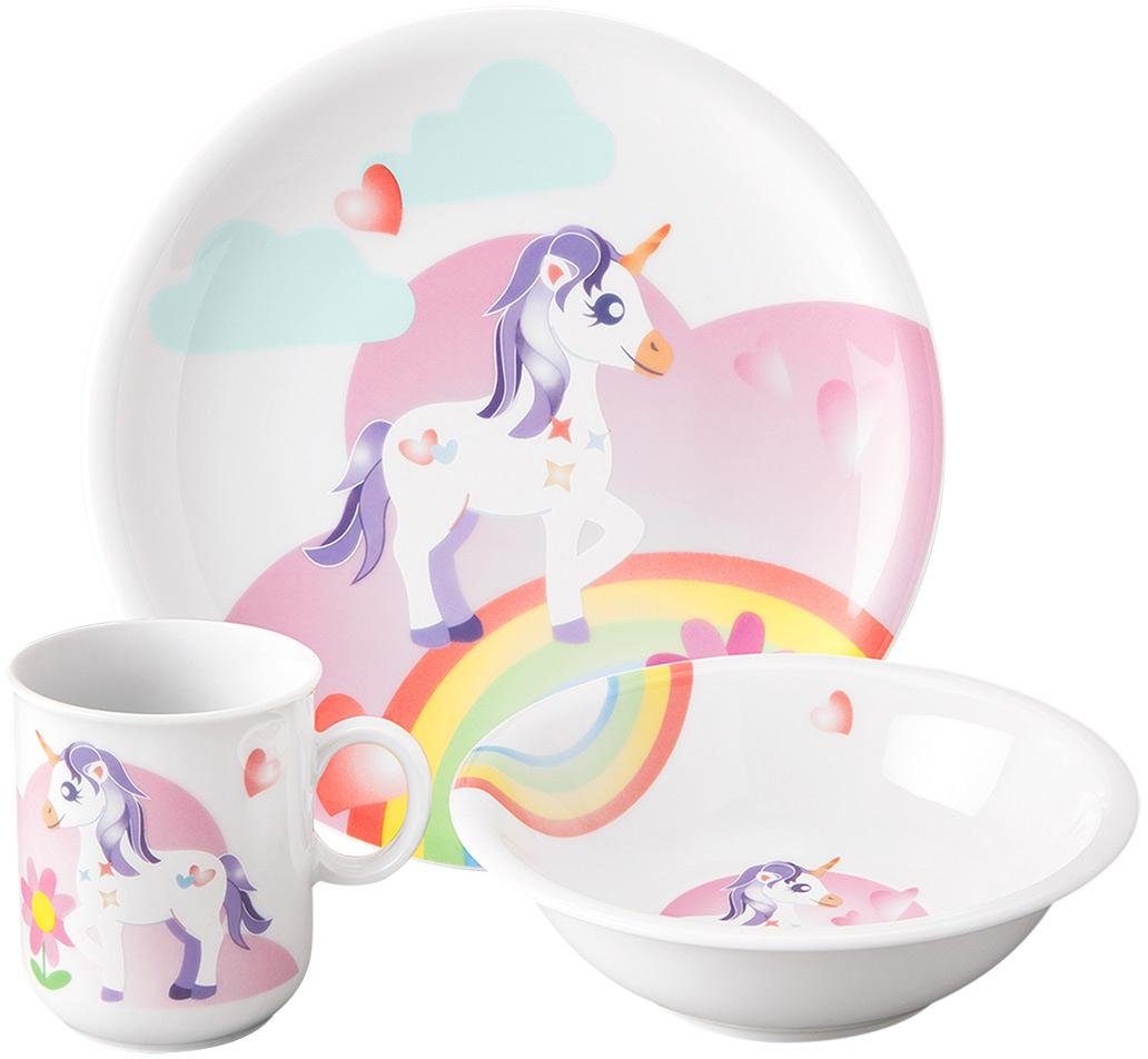 Seltmann Weiden Kindergeschirr-Set Compact Mein kleines Einhorn (3-tlg), 1 Personen, Porzellan, Teller, Schüssel, Becher, Made in Germany, …