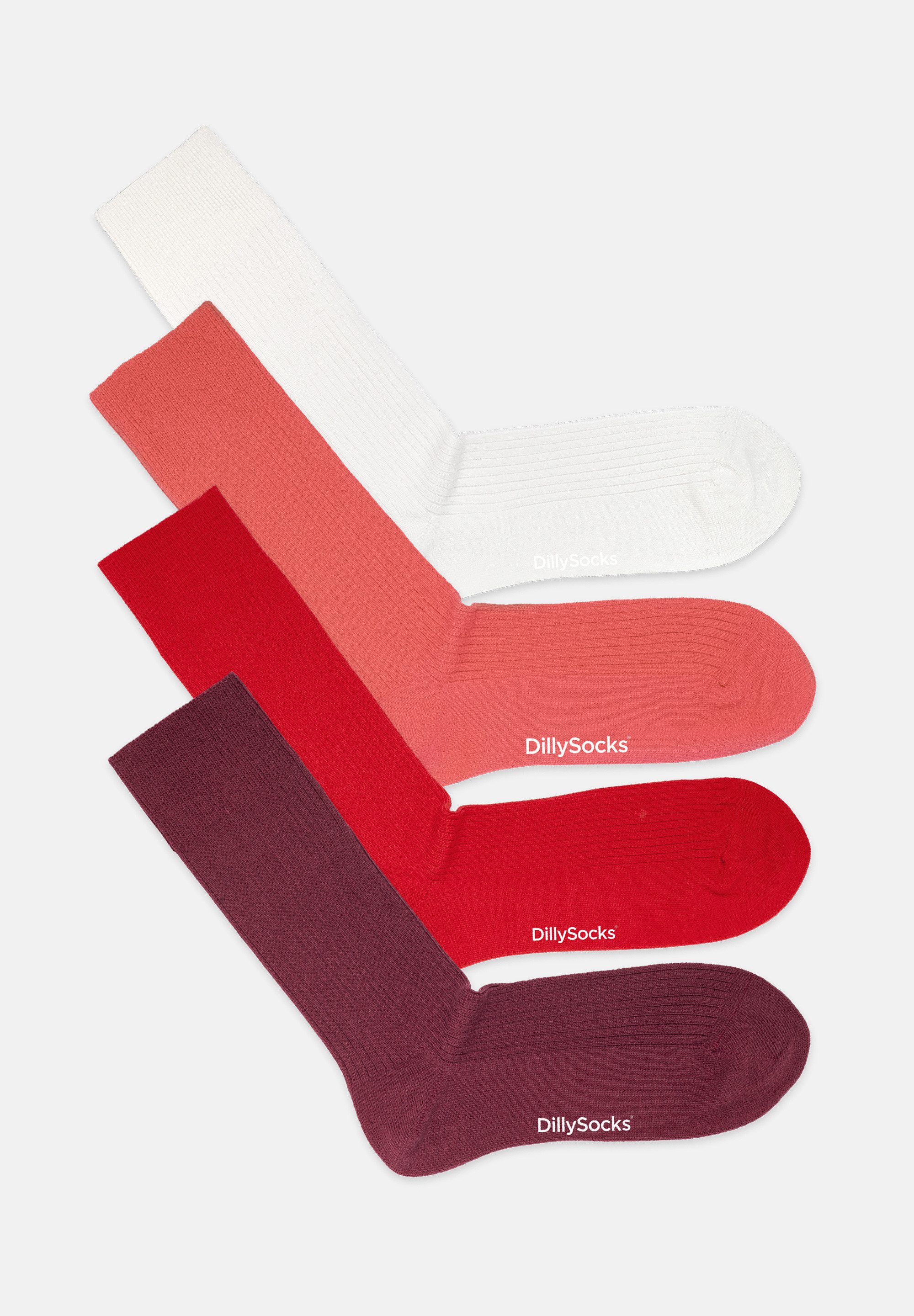 DillySocks Basicsocken Ribbed Just Red Aus Baumwolle & recyceltem Polyamid