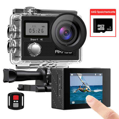 Akaso Brave 4 Action Kamera/Unterwasserkamera Action Cam (4K/24FPS, 4K mit Bildstabilisierung, Zoomverzögerung und 64G Speicherkarte)