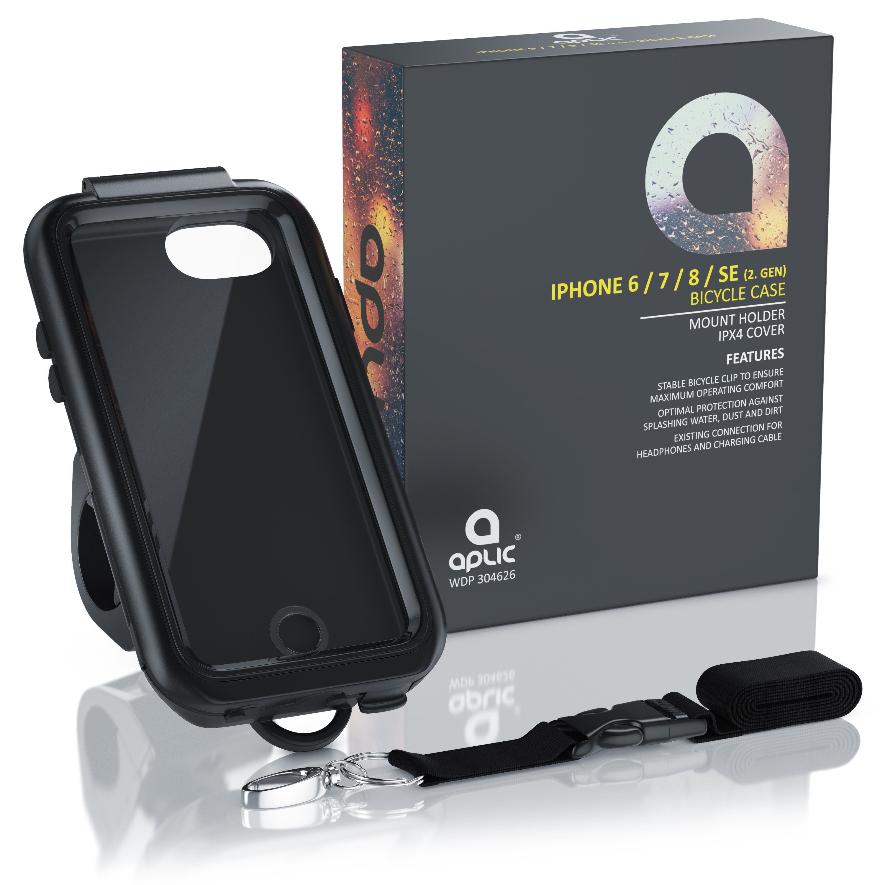 Aplic Handy-Halterung, (wasserabweisende Fahrradhalterung für Apple iPhone 6 6s 7 8 SE 2 3 Gen)