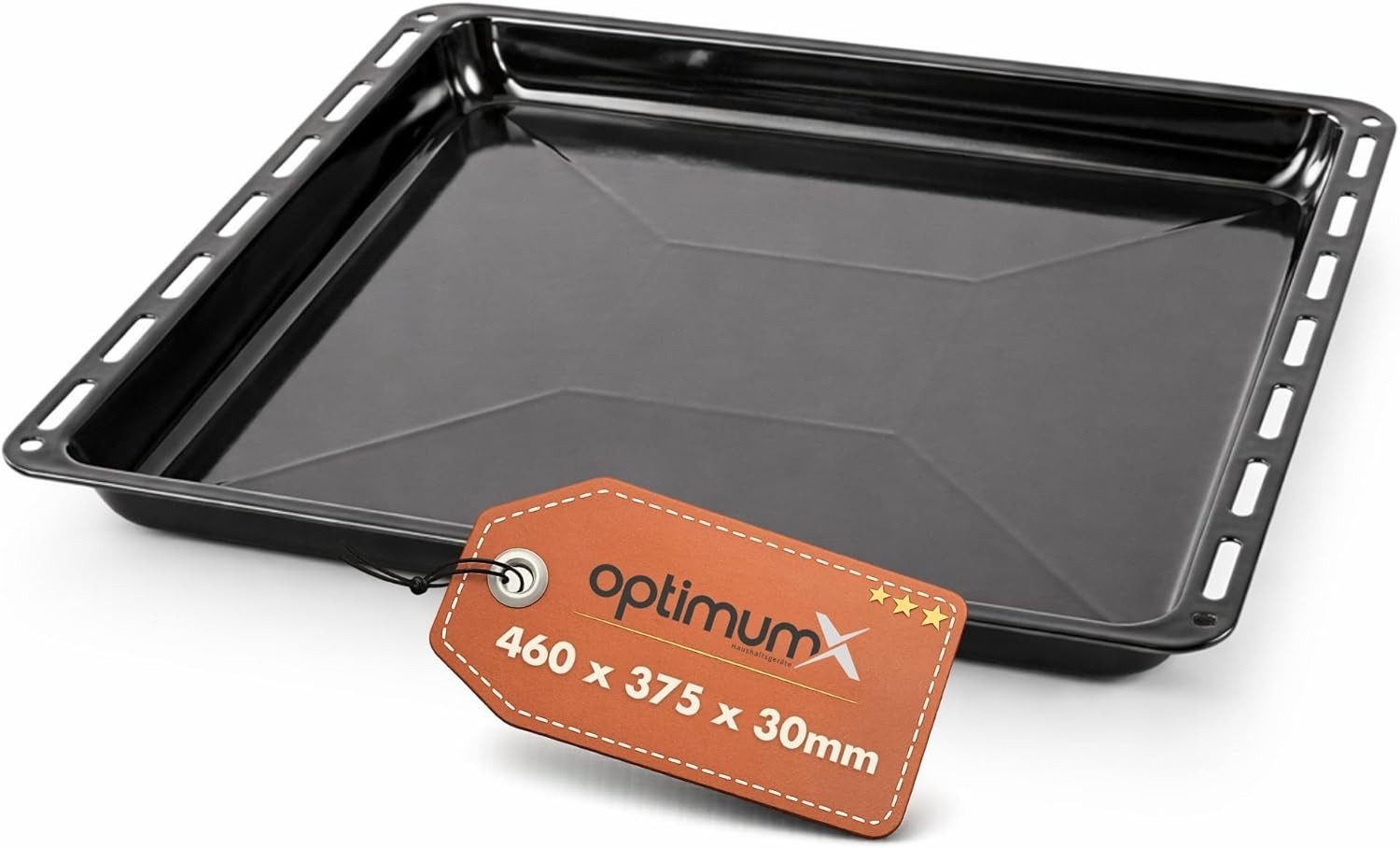 optimumX Backblech Emailliert Backblech, rechteckige Fettpfanne/Kuchenblech für Backofen, (1-St), Emailliert, Extra Tiefe Emaillierte Fettpfanne, Kratzfest & Rostfrei