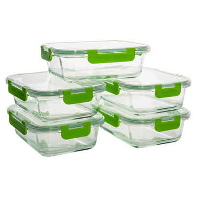 Monster24 Frischhaltedose Vorratsdosen Lunchbox, Borosilikatglas, (Set, 10-tlg., 5 Glasbehälter und 5 Deckel)